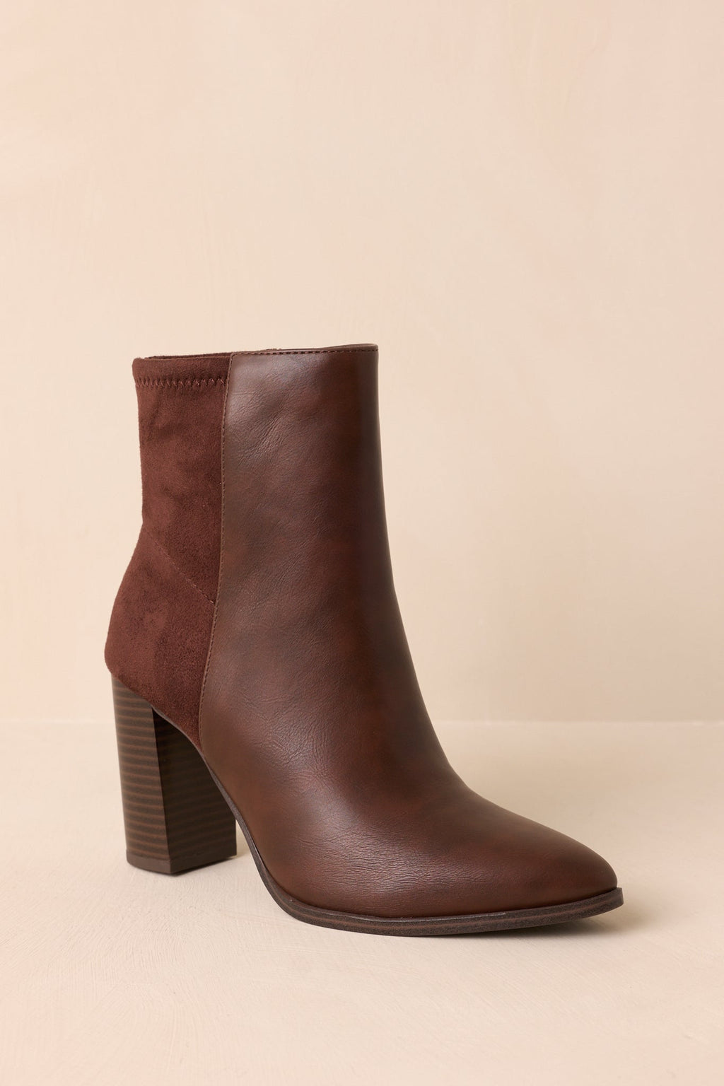Stand Corrected Brown Faux Leather Suede Ankle Boots