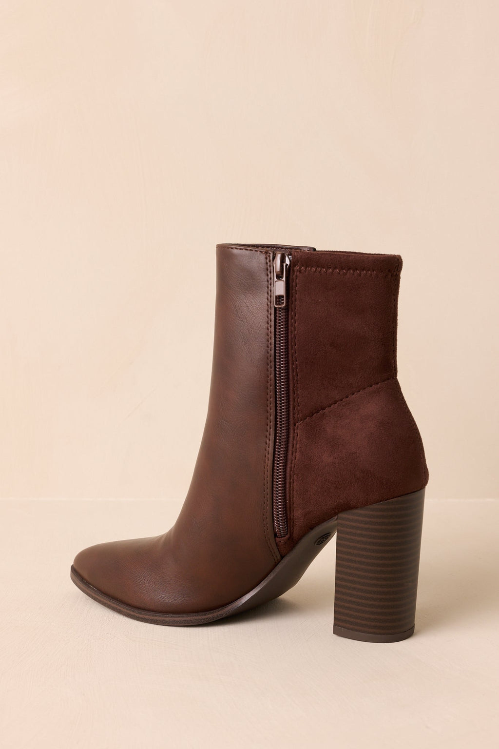 Stand Corrected Brown Faux Leather Suede Ankle Boots