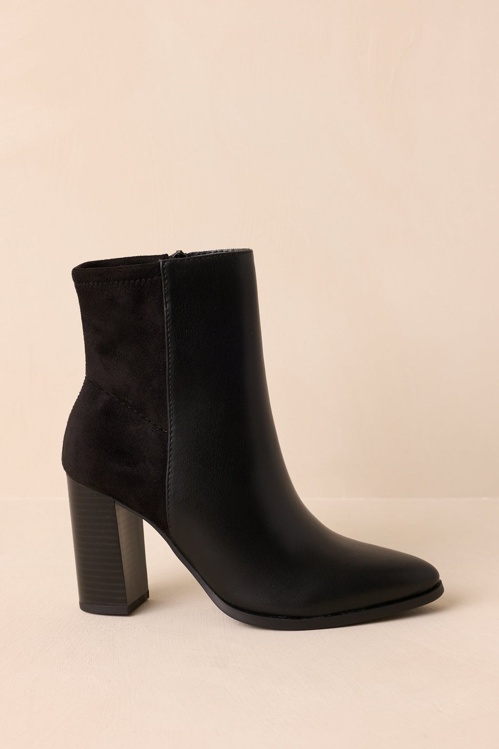 Stand Corrected Black Faux Leather Suede Ankle Boots