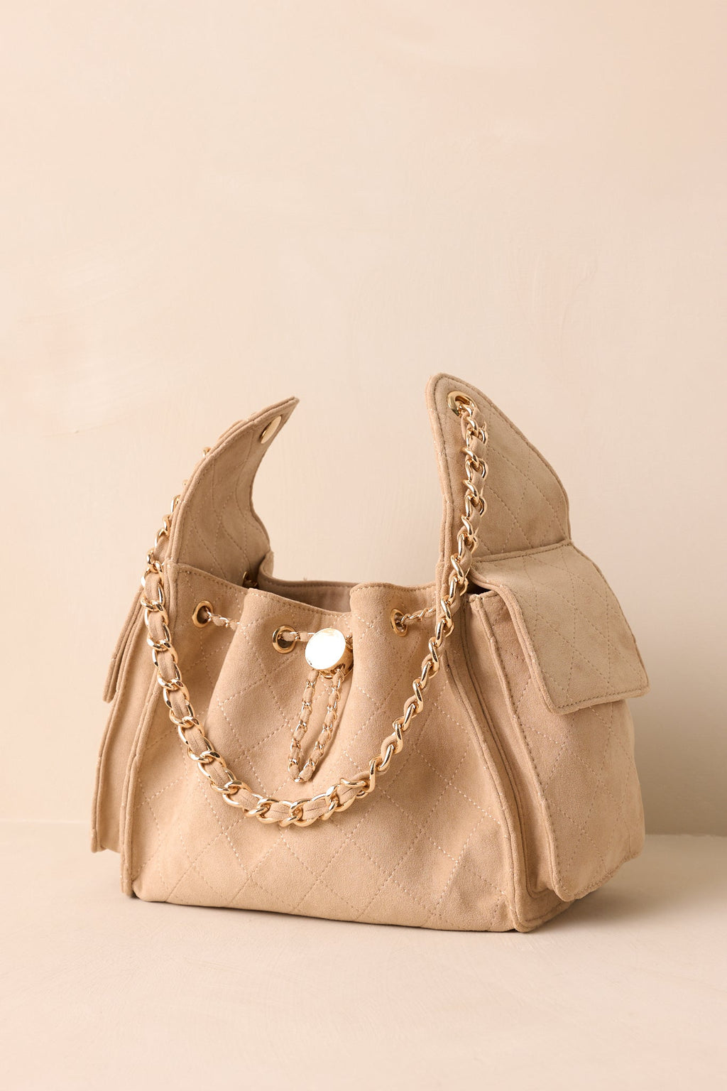 Promise Me Forever Taupe Quilted Faux Leather Purse