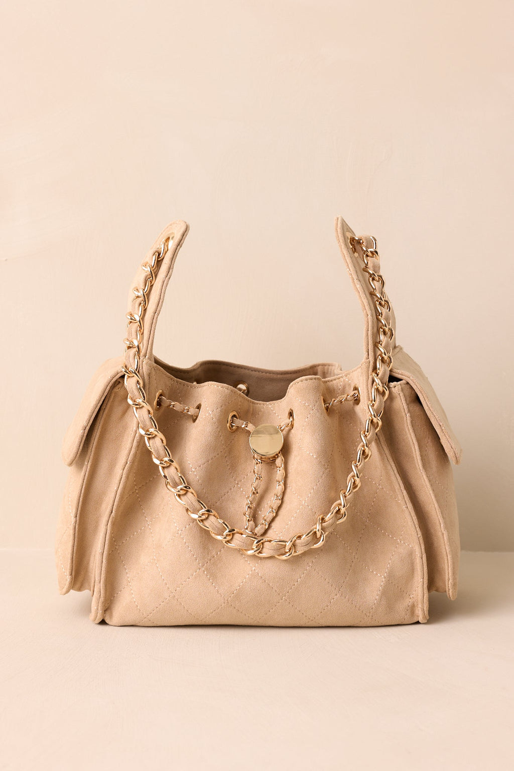 Promise Me Forever Taupe Quilted Faux Leather Purse