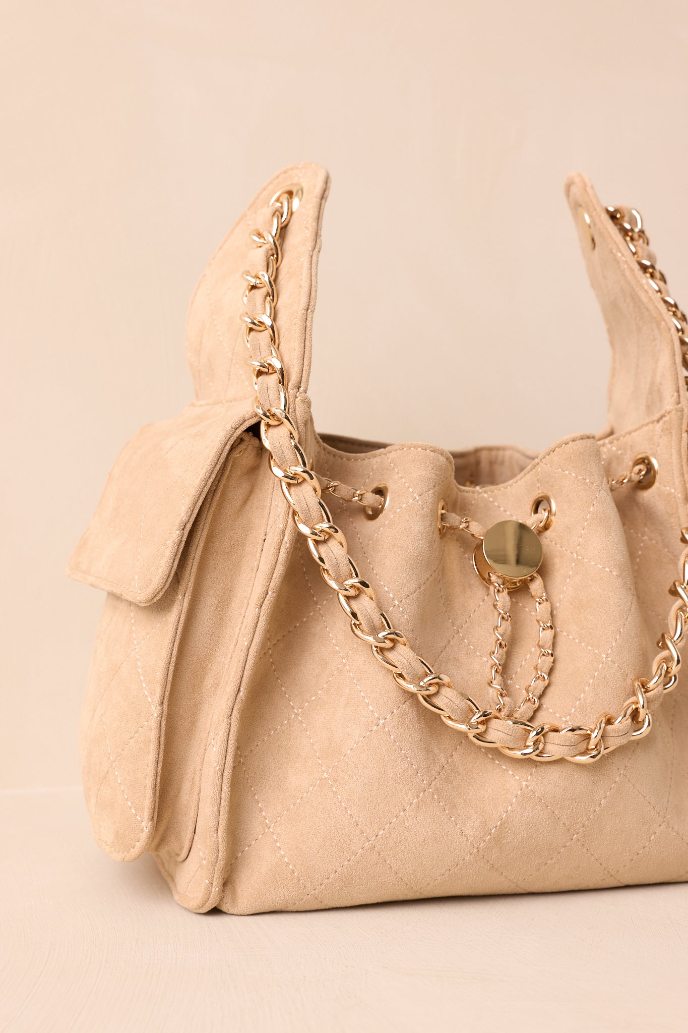 Promise Me Forever Taupe Quilted Faux Leather Purse