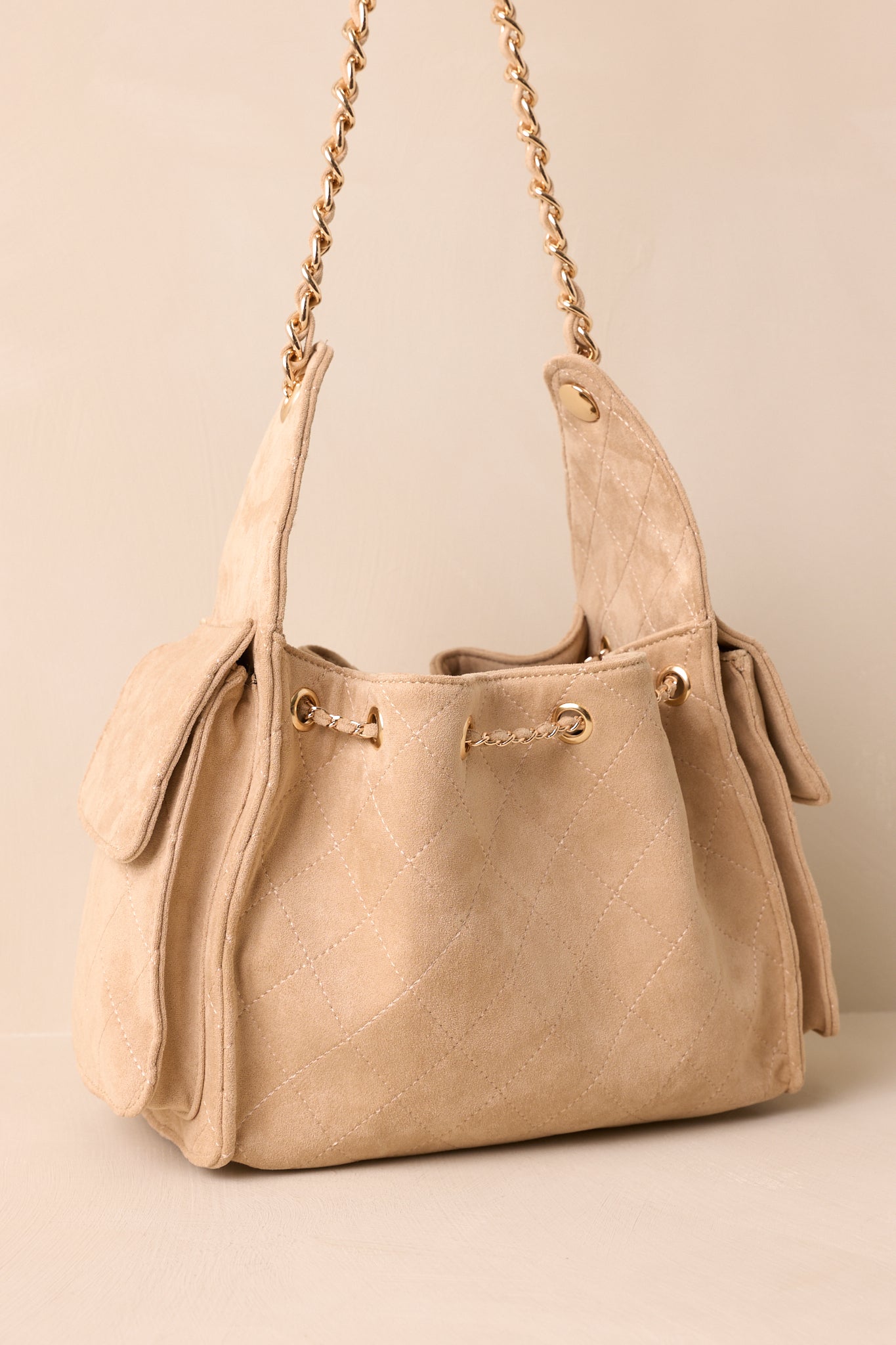 Promise Me Forever Taupe Quilted Faux Leather Purse