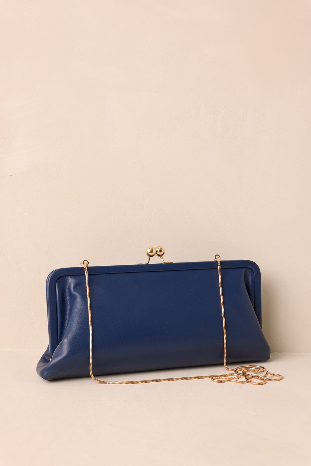 In Case You Missed It Navy Faux Leather Clutch Handbag