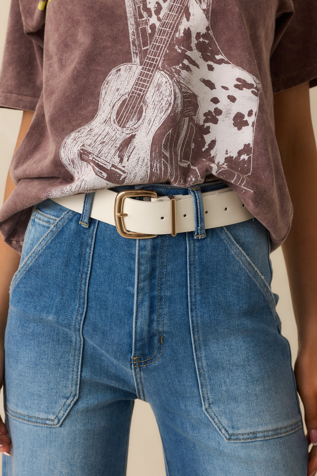 For The Right Moment White Faux Leather Belt