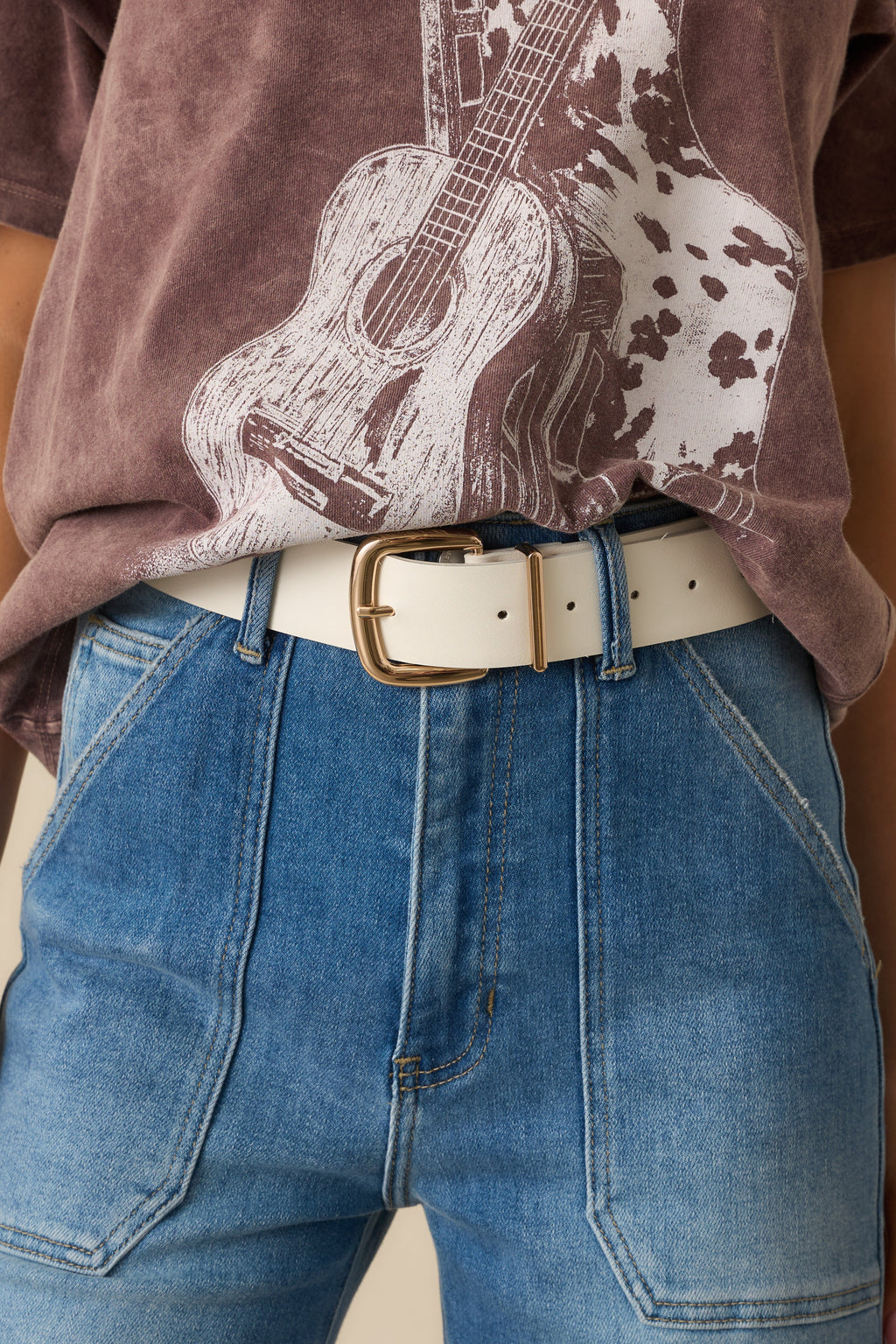 For The Right Moment White Faux Leather Belt