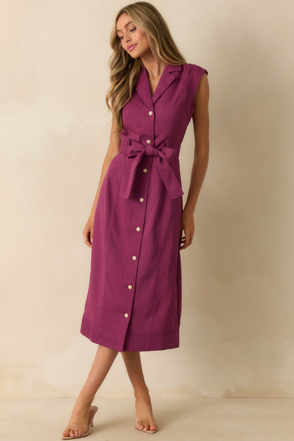 Prosperina Jacqueline Plum Wine Midi Dress