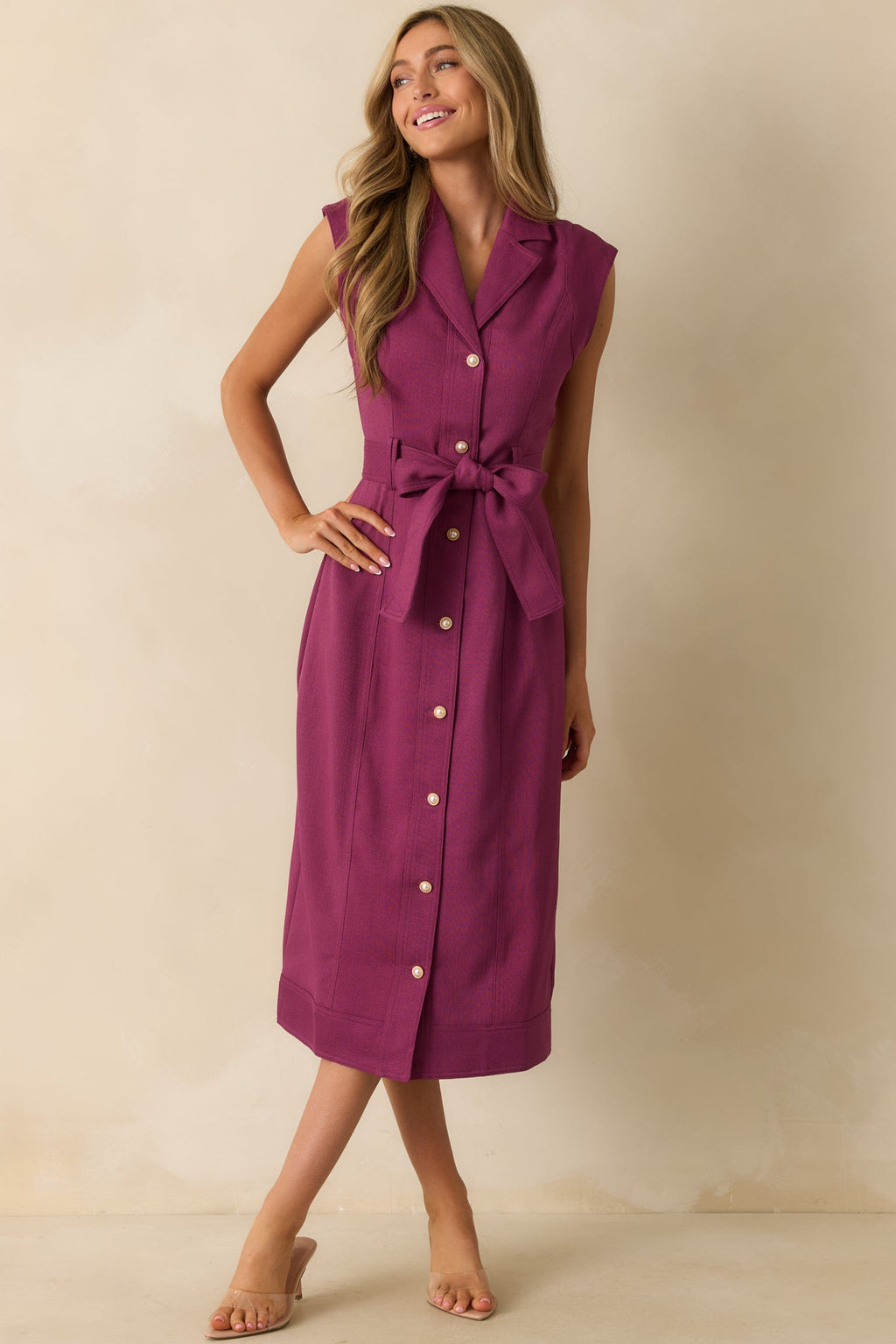 Prosperina Jacqueline Plum Wine Midi Dress