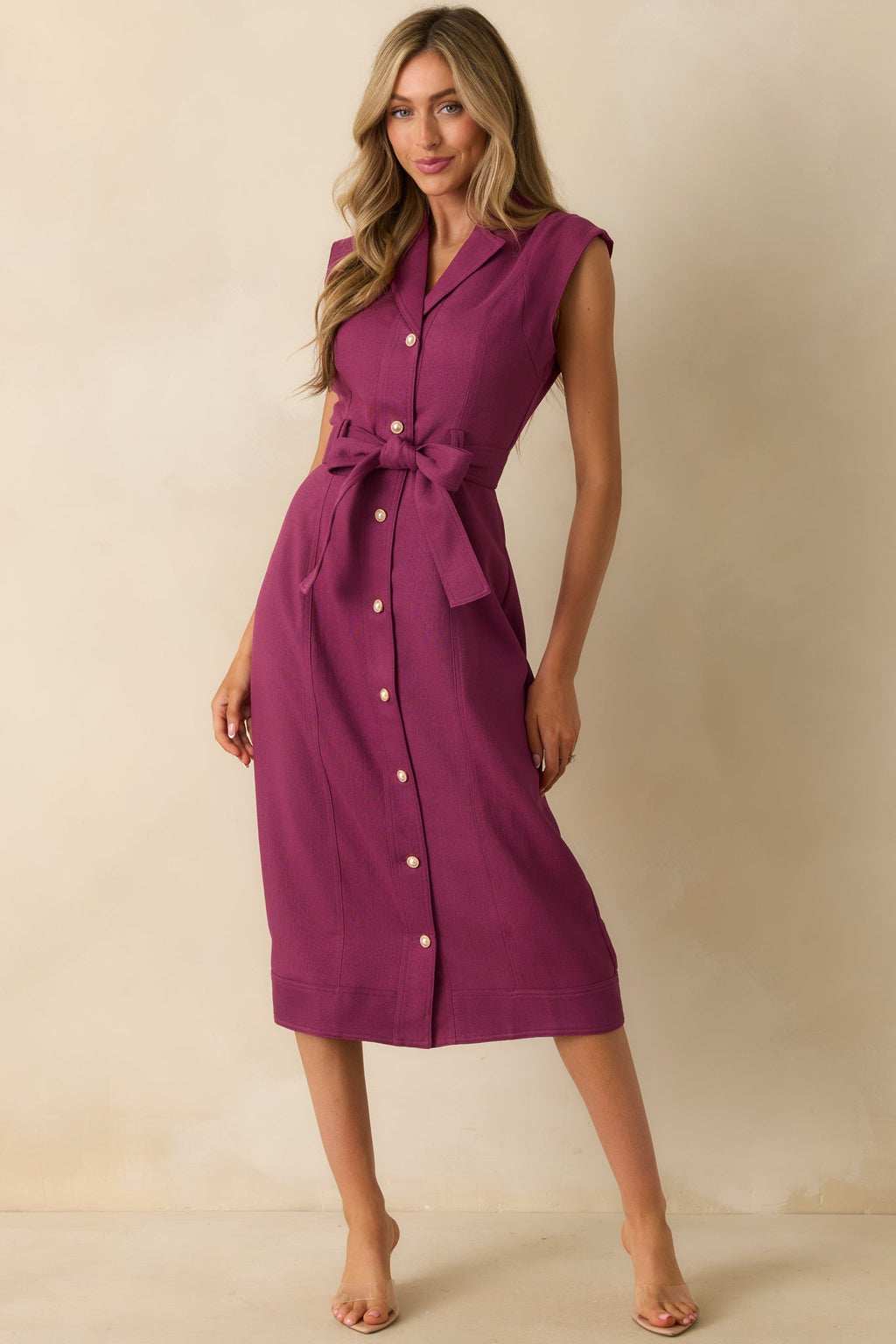 Prosperina Jacqueline Plum Wine Midi Dress