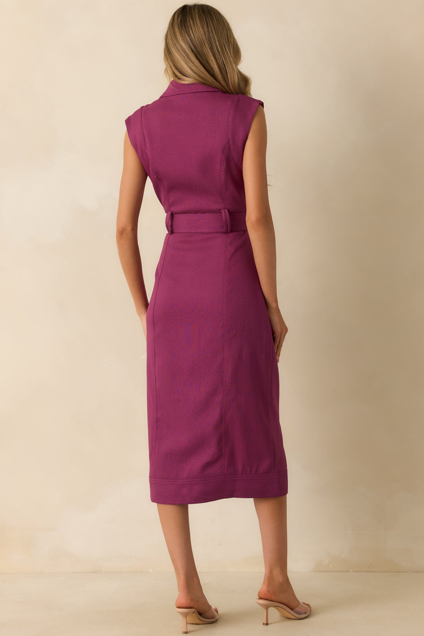 Prosperina Jacqueline Plum Wine Midi Dress