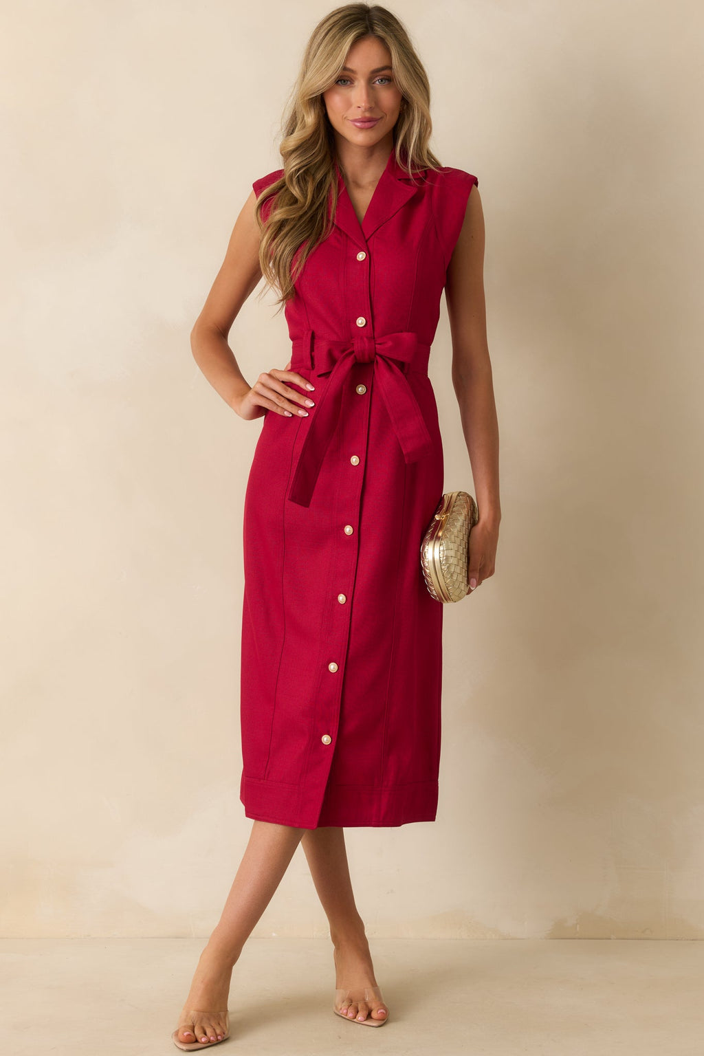 Prosperina Jacqueline Red Wine Midi Dress