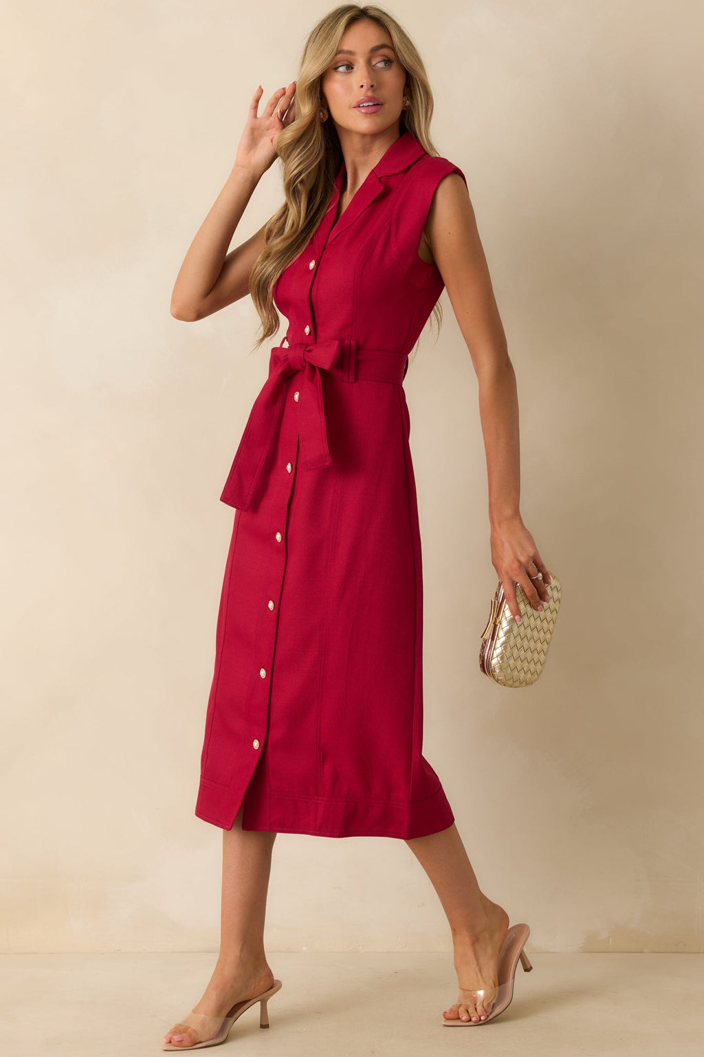 Prosperina Jacqueline Red Wine Midi Dress