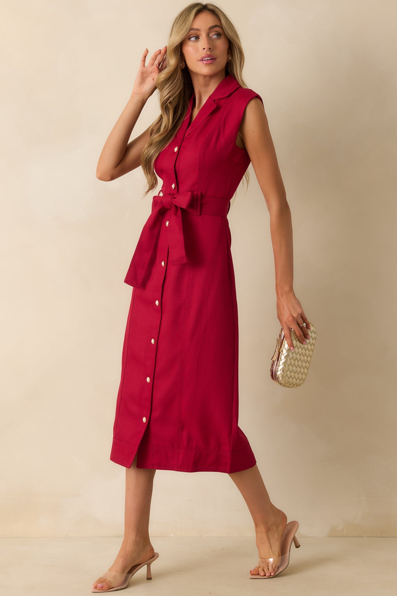 Prosperina Jacqueline Red Wine Midi Dress