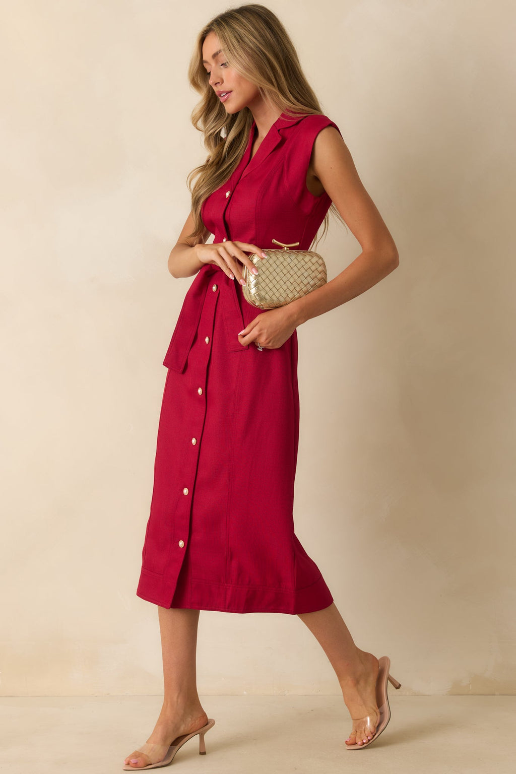 Prosperina Jacqueline Red Wine Midi Dress