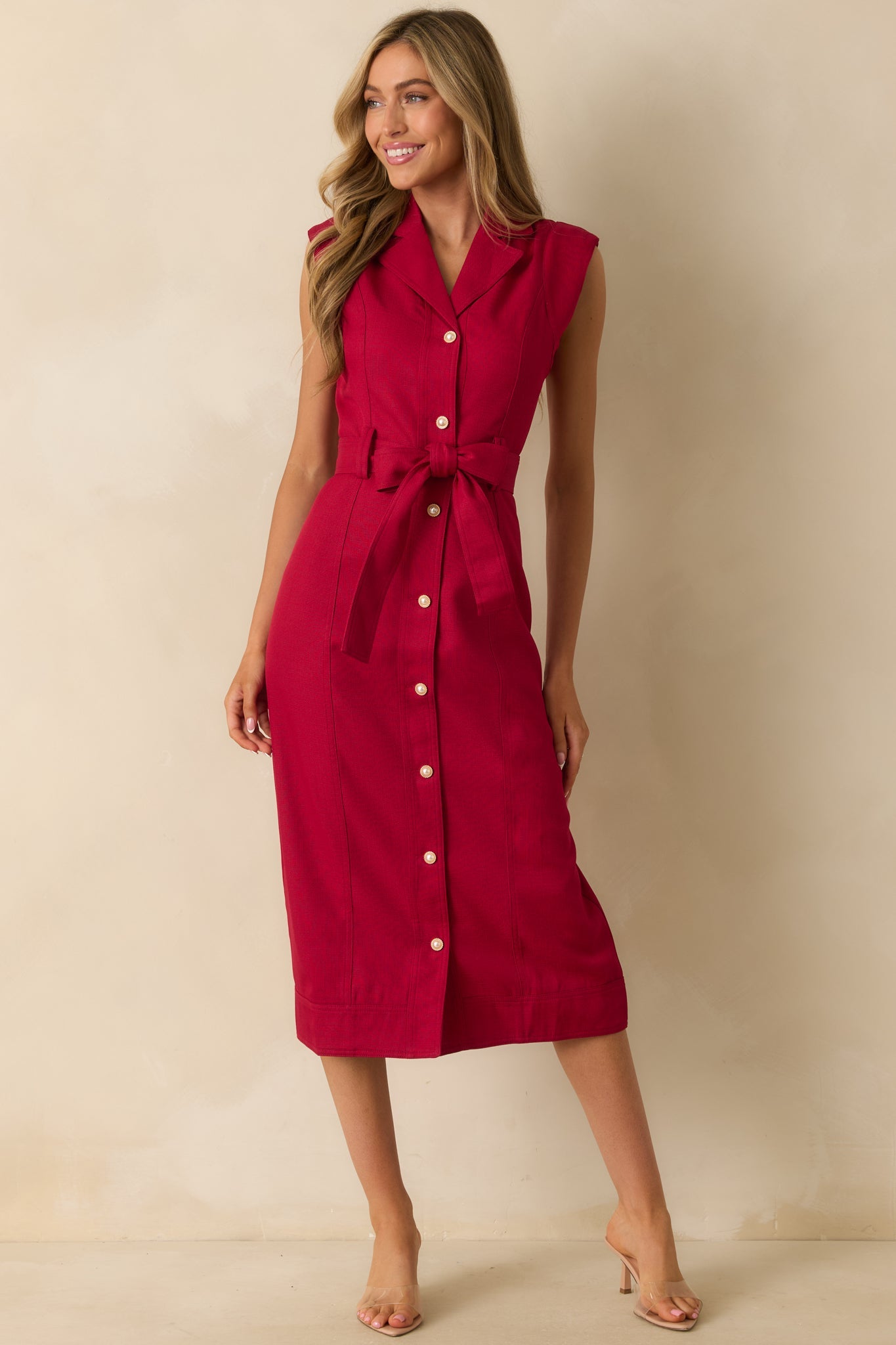 Prosperina Jacqueline Red Wine Midi Dress