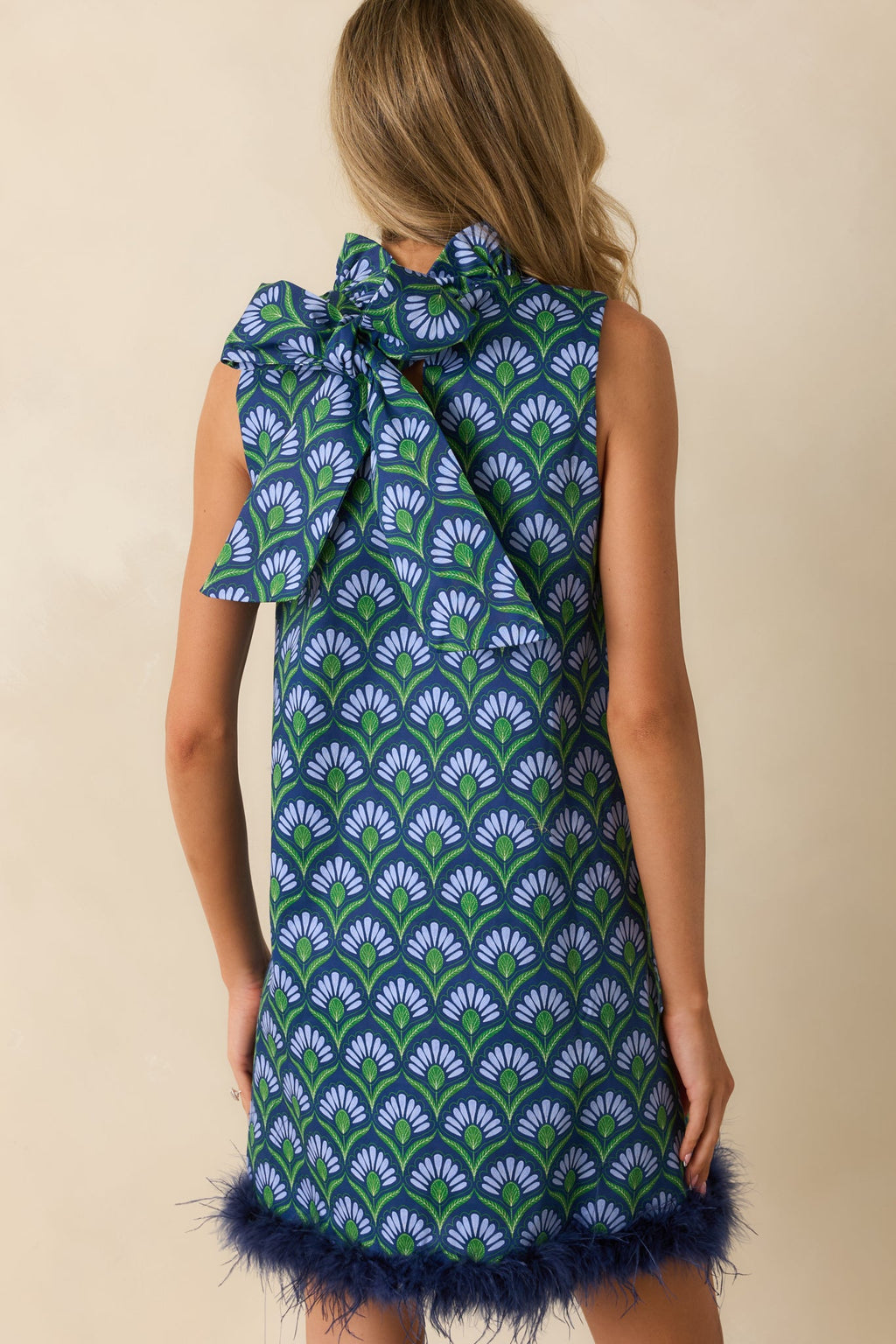 Prosperina Carlisle Blue Multi Geometric Print Cotton Shift Dress