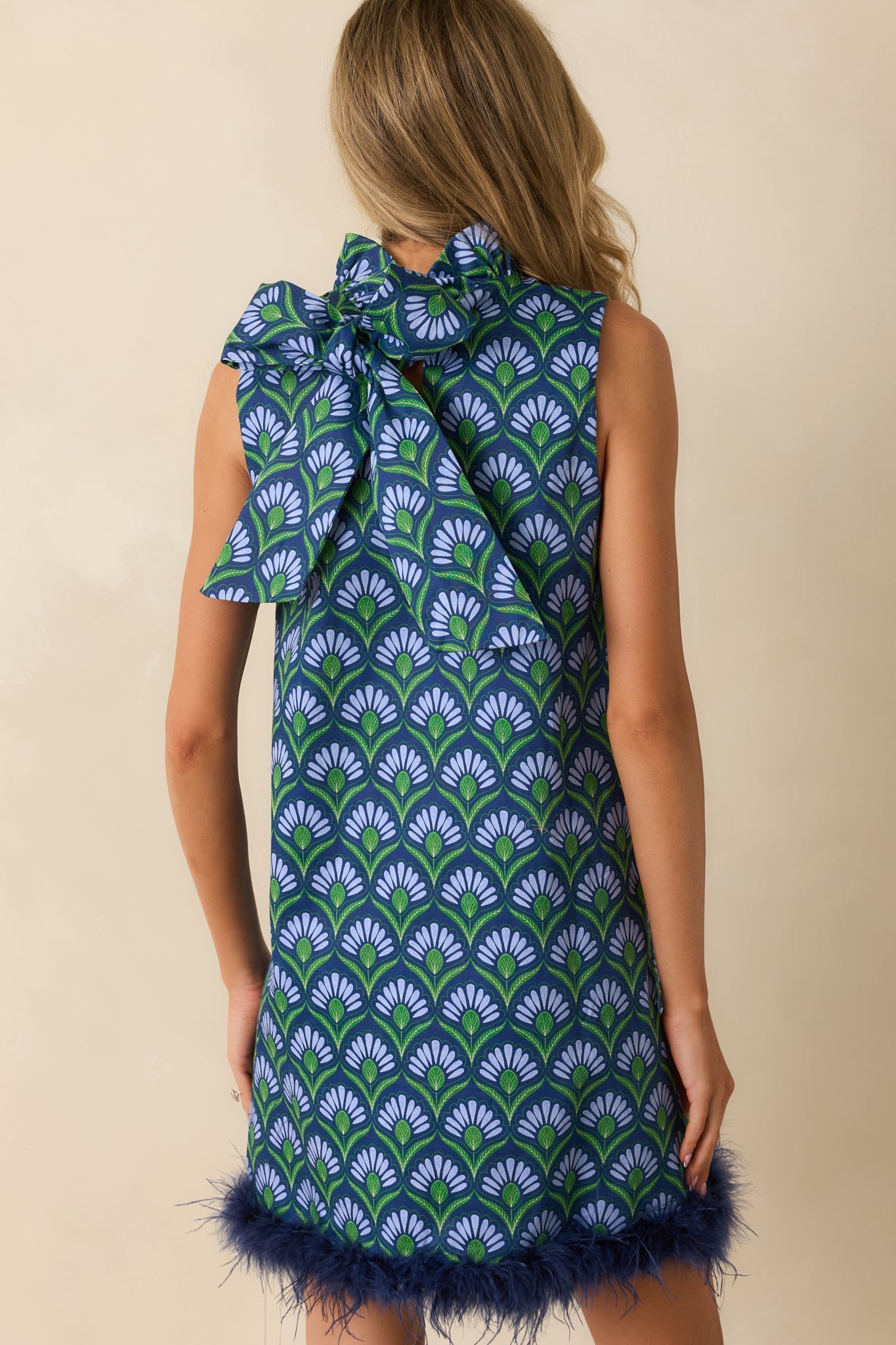 Prosperina Carlisle Blue Multi Geometric Print Cotton Shift Dress