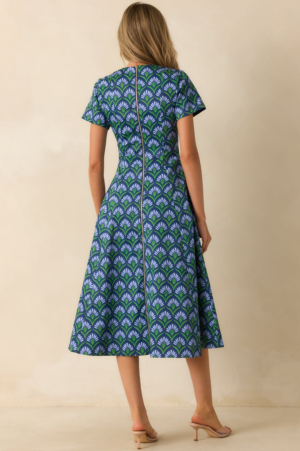 Prosperina Margot Blue Multi Geometric Print Reversible Maxi Dress