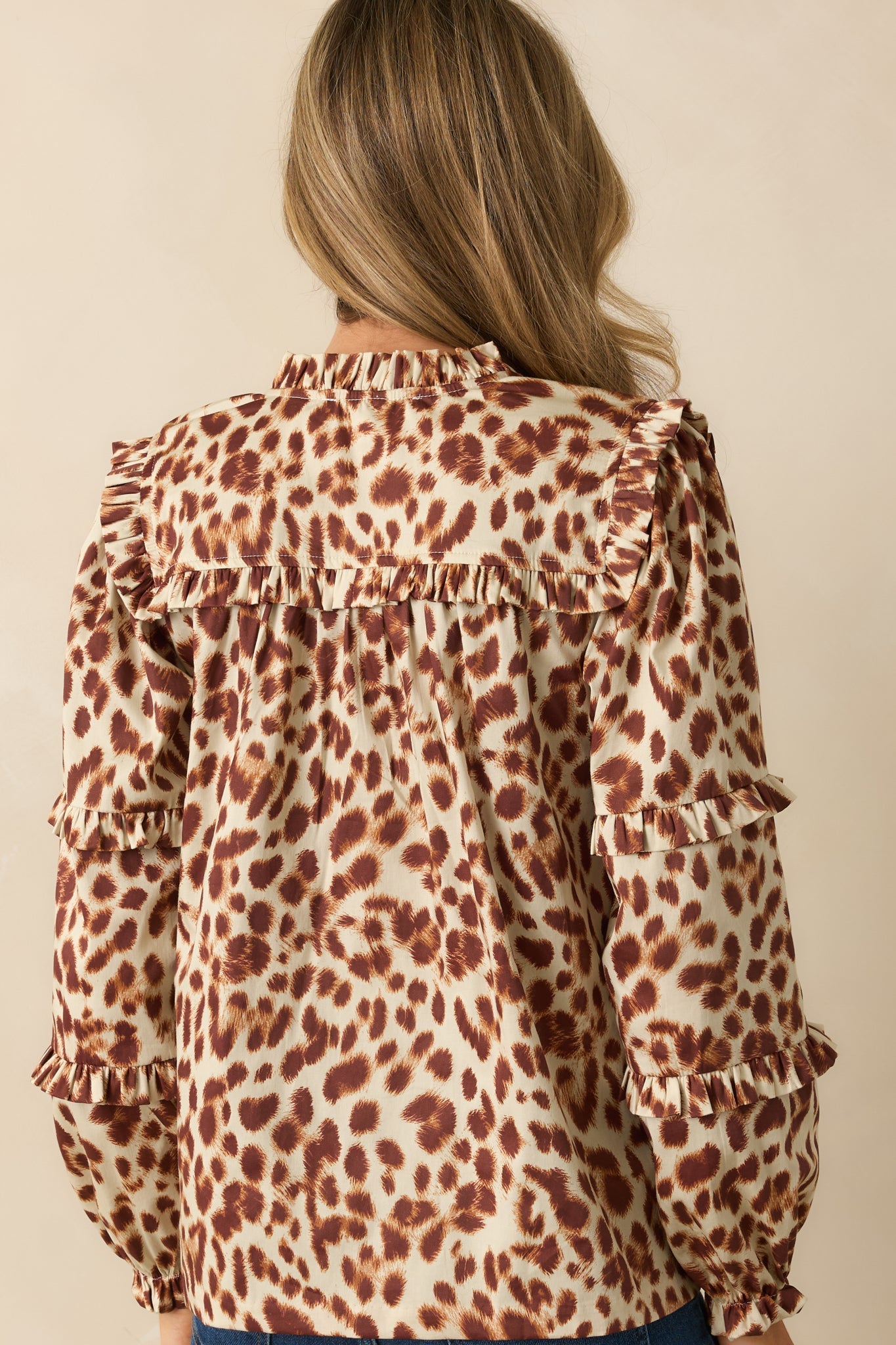 Prosperina Crawford Brown Leopard Print Cotton Top