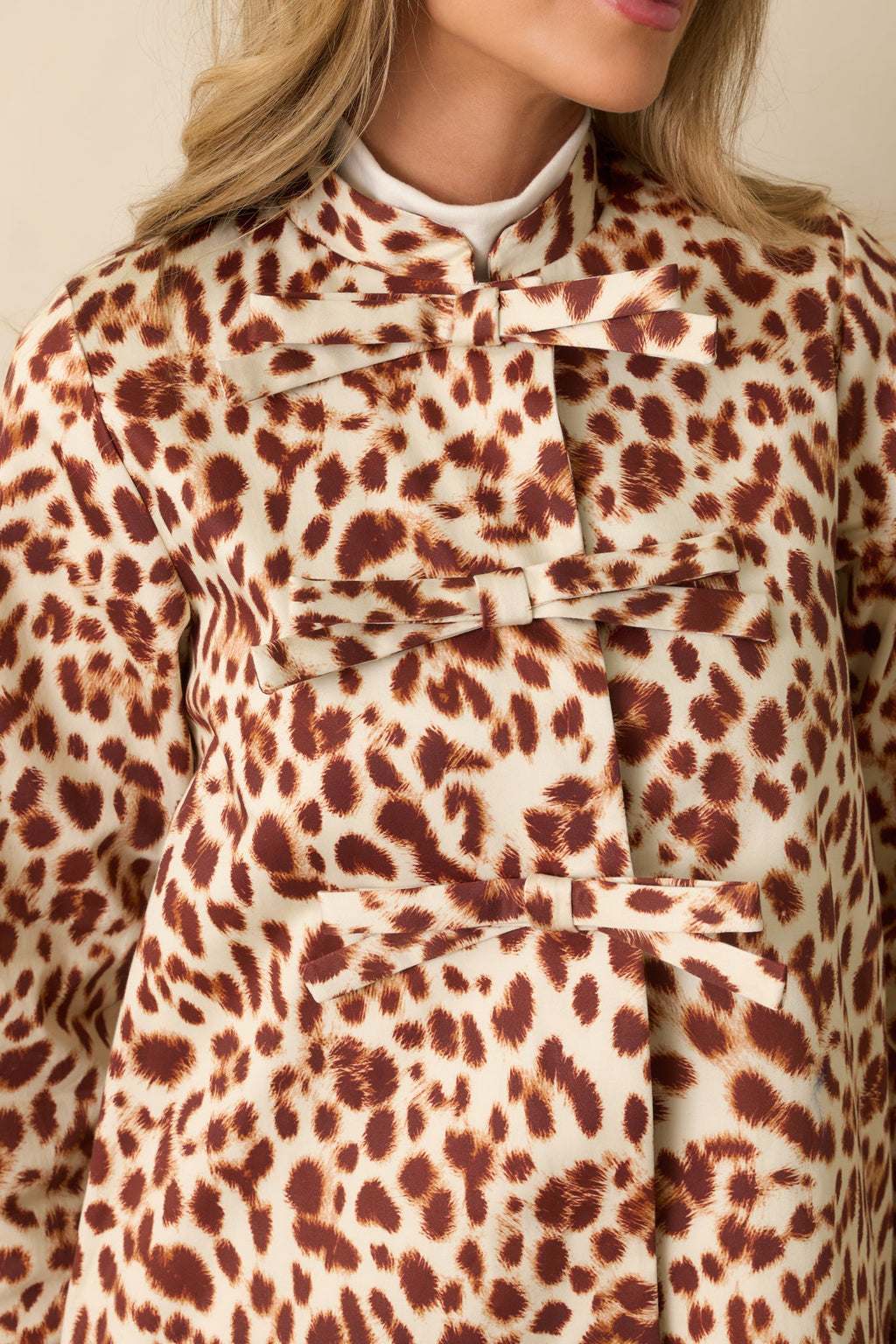 Prosperina Sheridan Brown Leopard Print Cotton Bow Coat