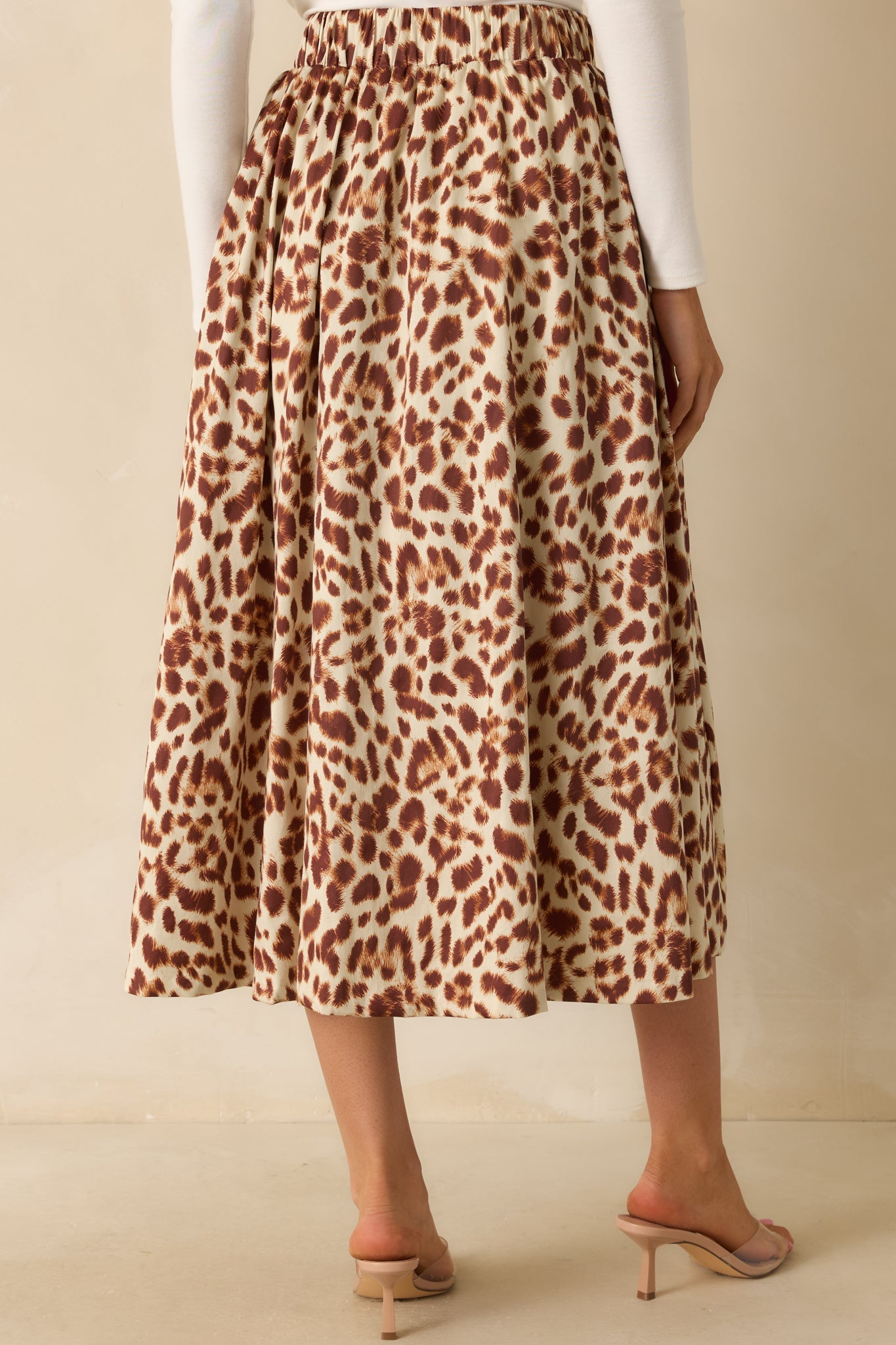 Prosperina Erica Brown Leopard Print Cotton Midi Skirt