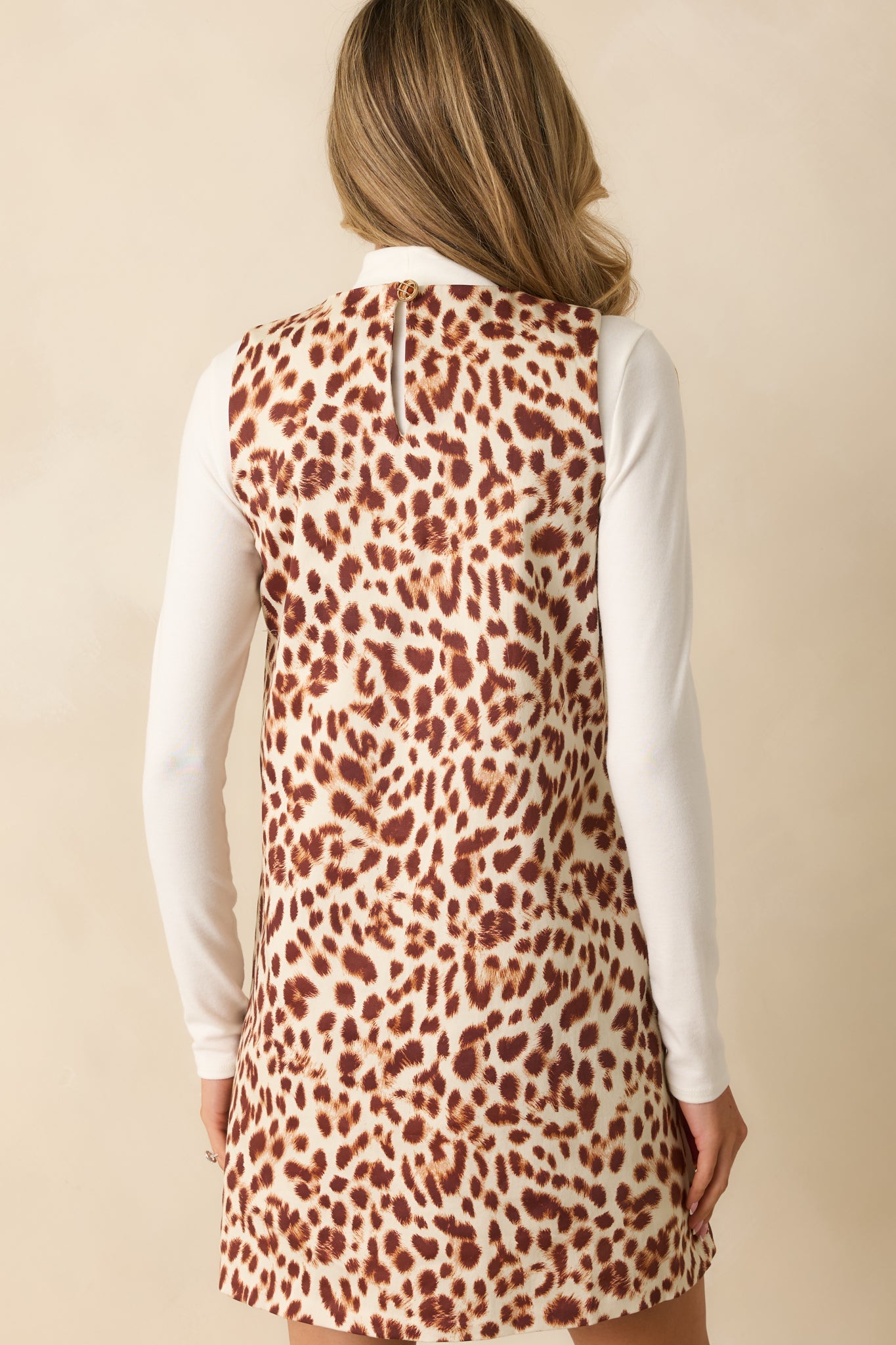 Prosperina Emily Brown Leopard Print Cotton Shift Dress