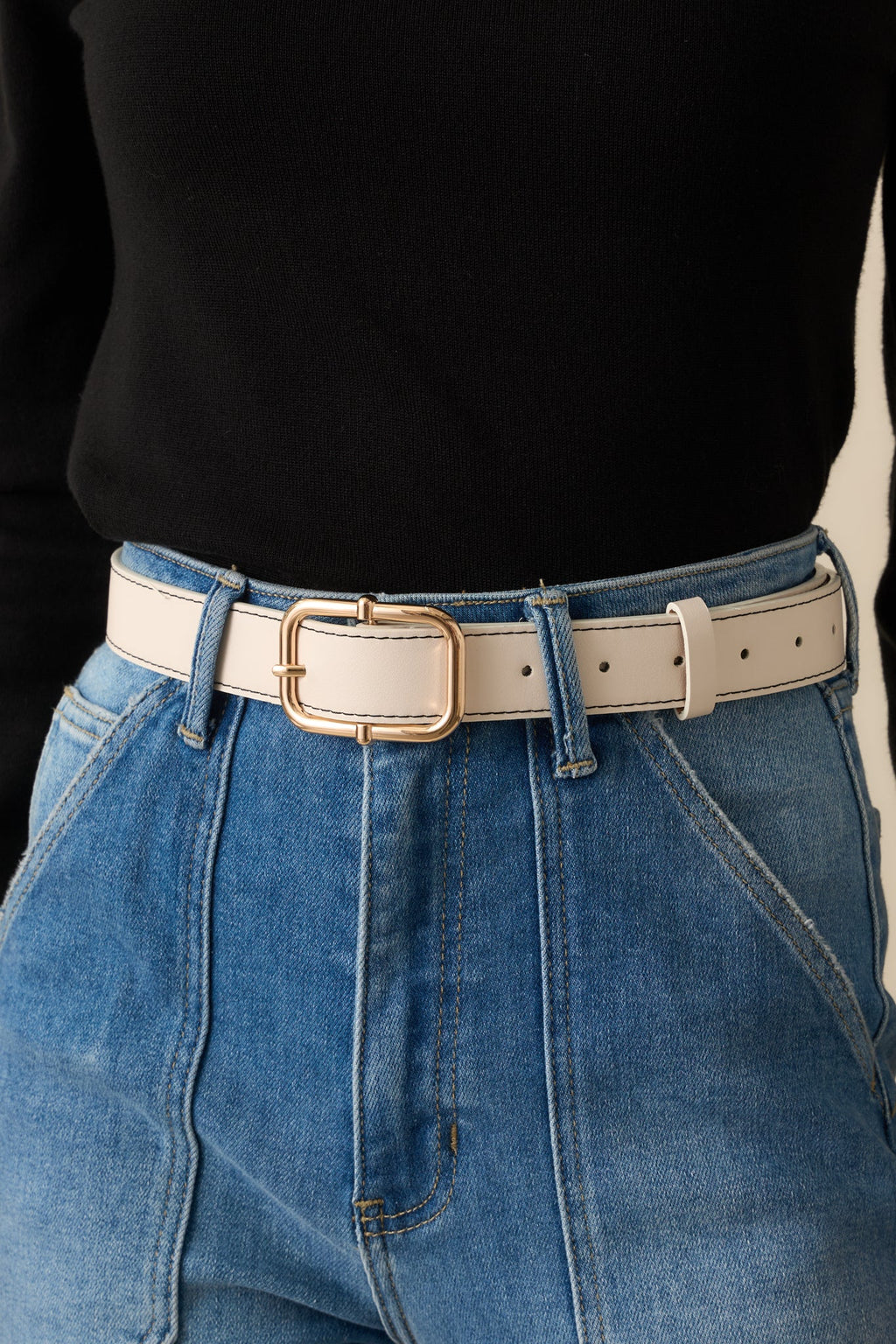 Catching The Train Ivory Stitch Border Belt