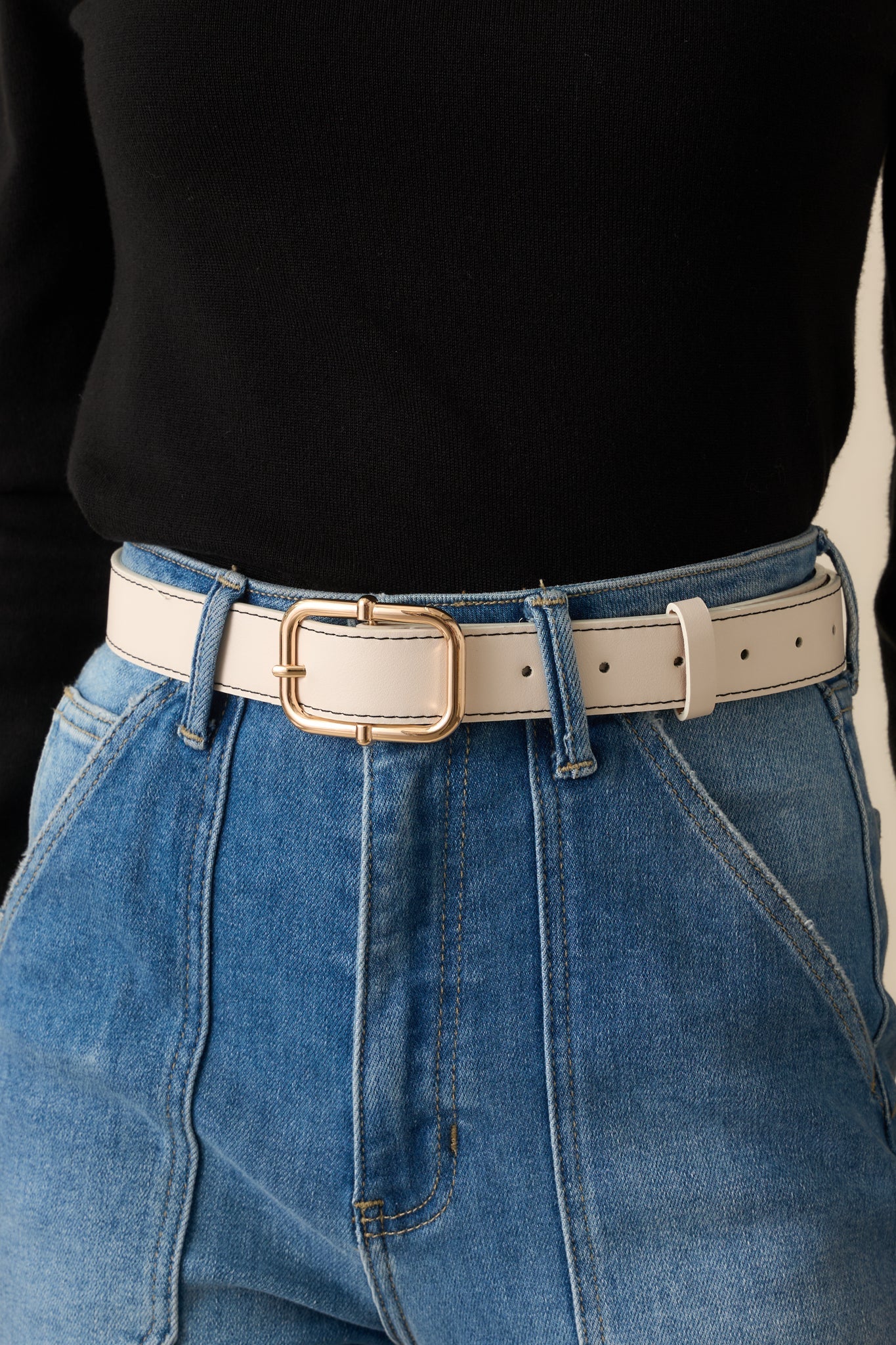 Catching The Train Ivory Stitch Border Belt