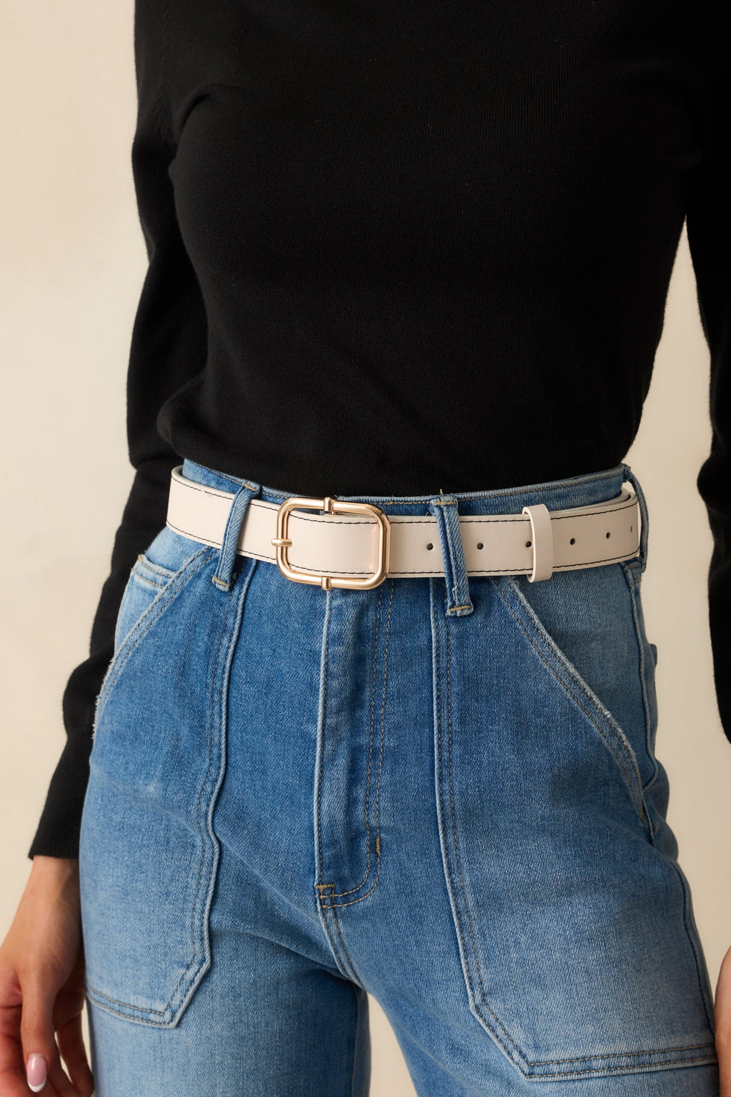 Catching The Train Ivory Stitch Border Belt