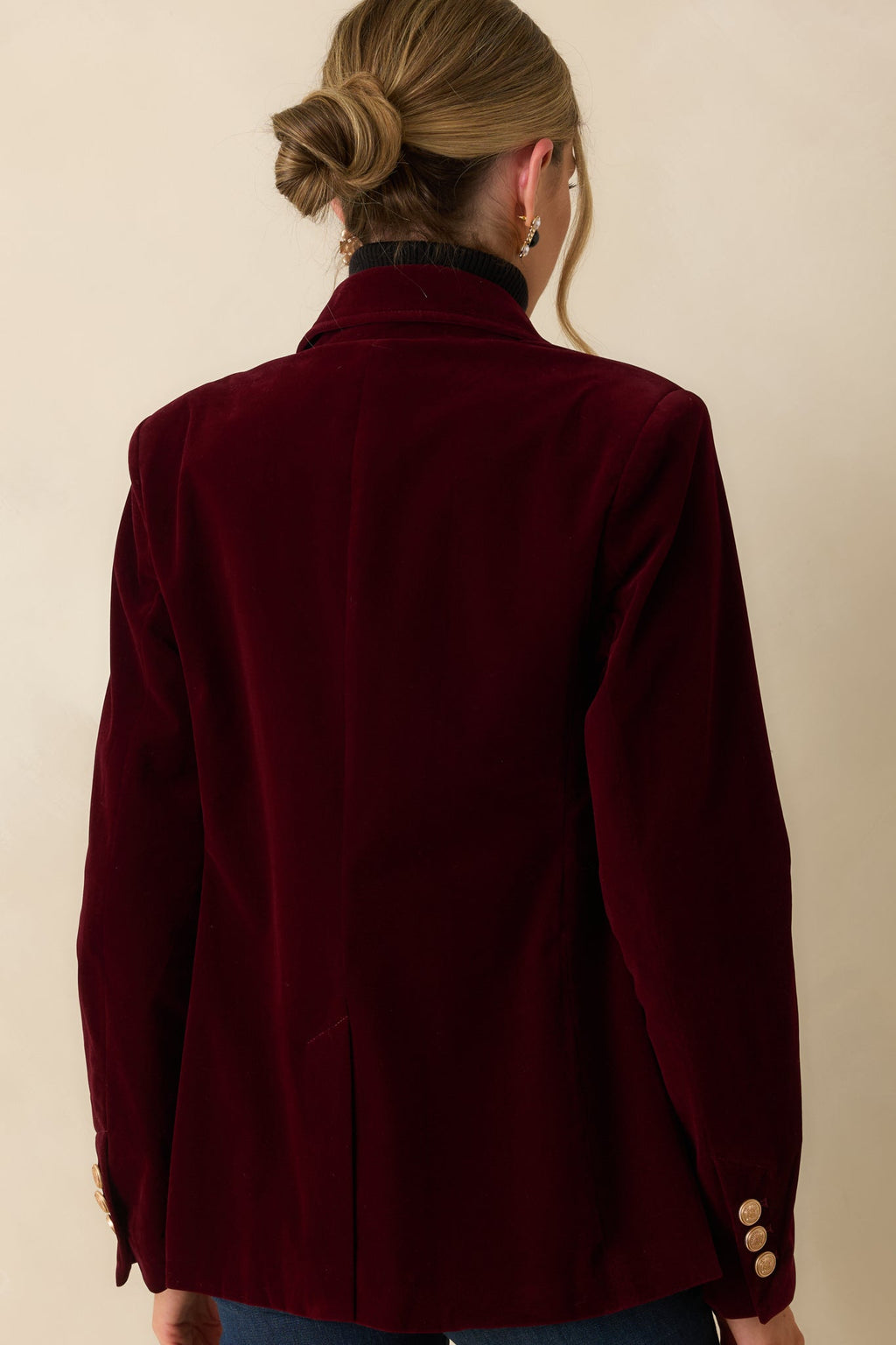 Just Be You Merlot Velvet Single Breasted Blazer