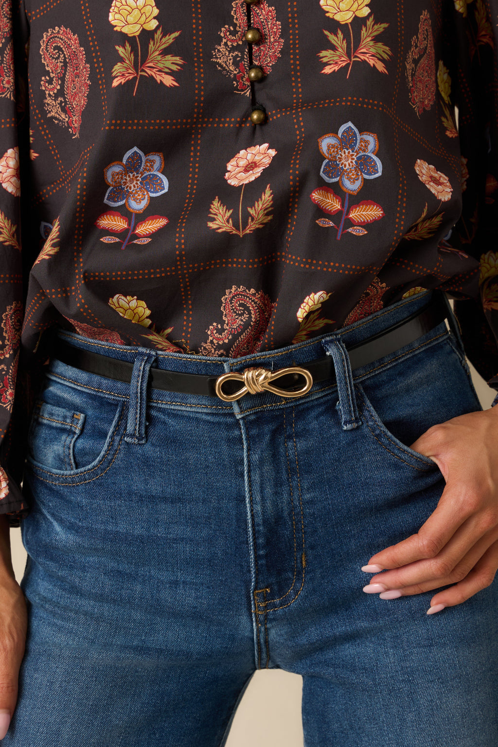 Roped In Black Faux Leather Belt