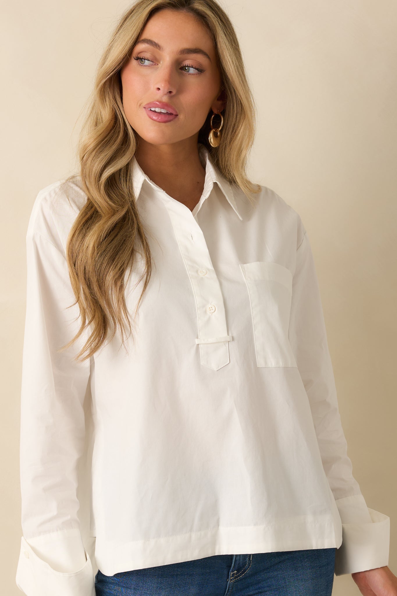 FRNCH White Mimosa Cotton Popover Blouse
