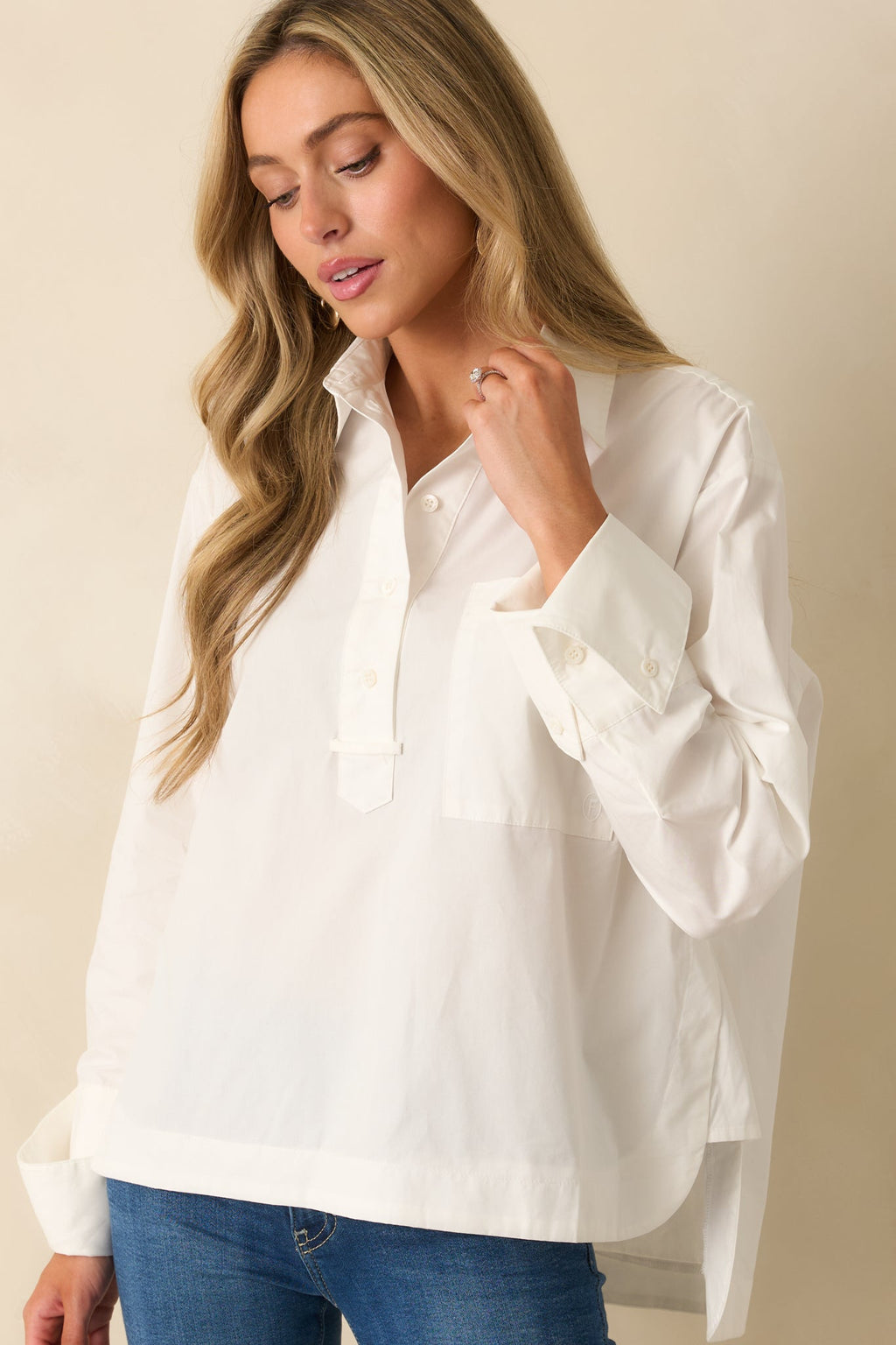 FRNCH White Mimosa Cotton Popover Blouse