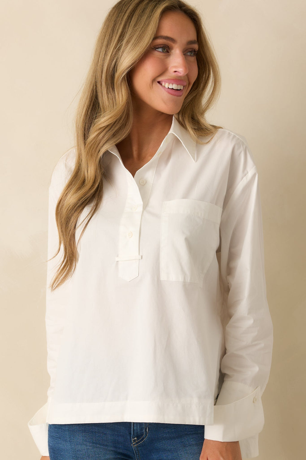 FRNCH White Mimosa Cotton Popover Blouse