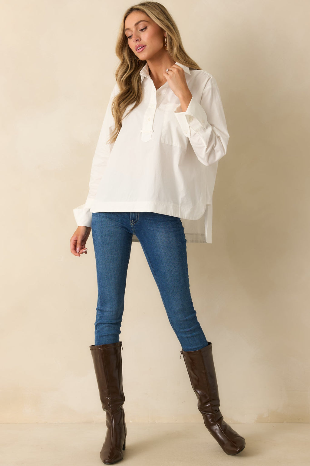FRNCH White Mimosa Cotton Popover Blouse