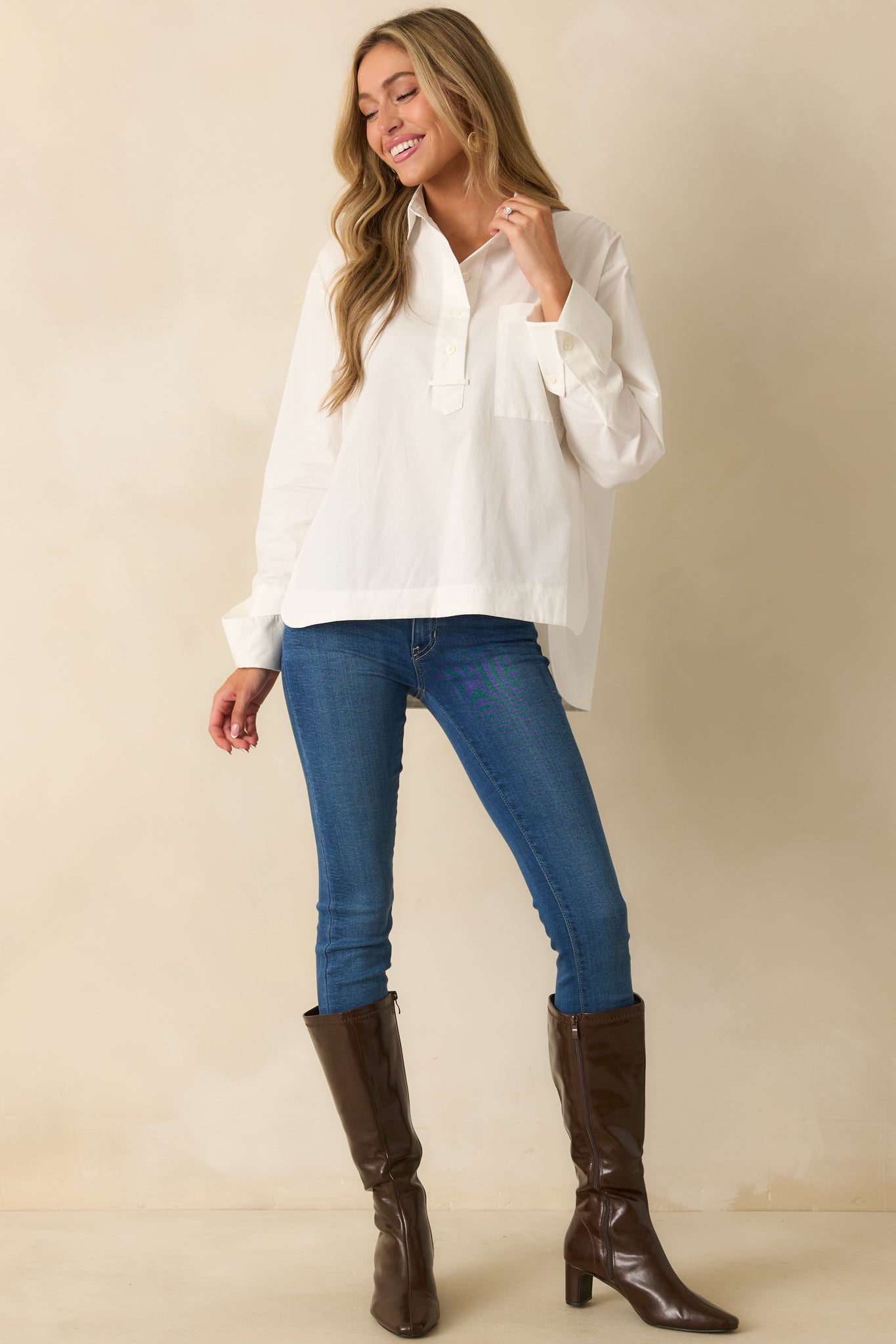 FRNCH White Mimosa Cotton Popover Blouse