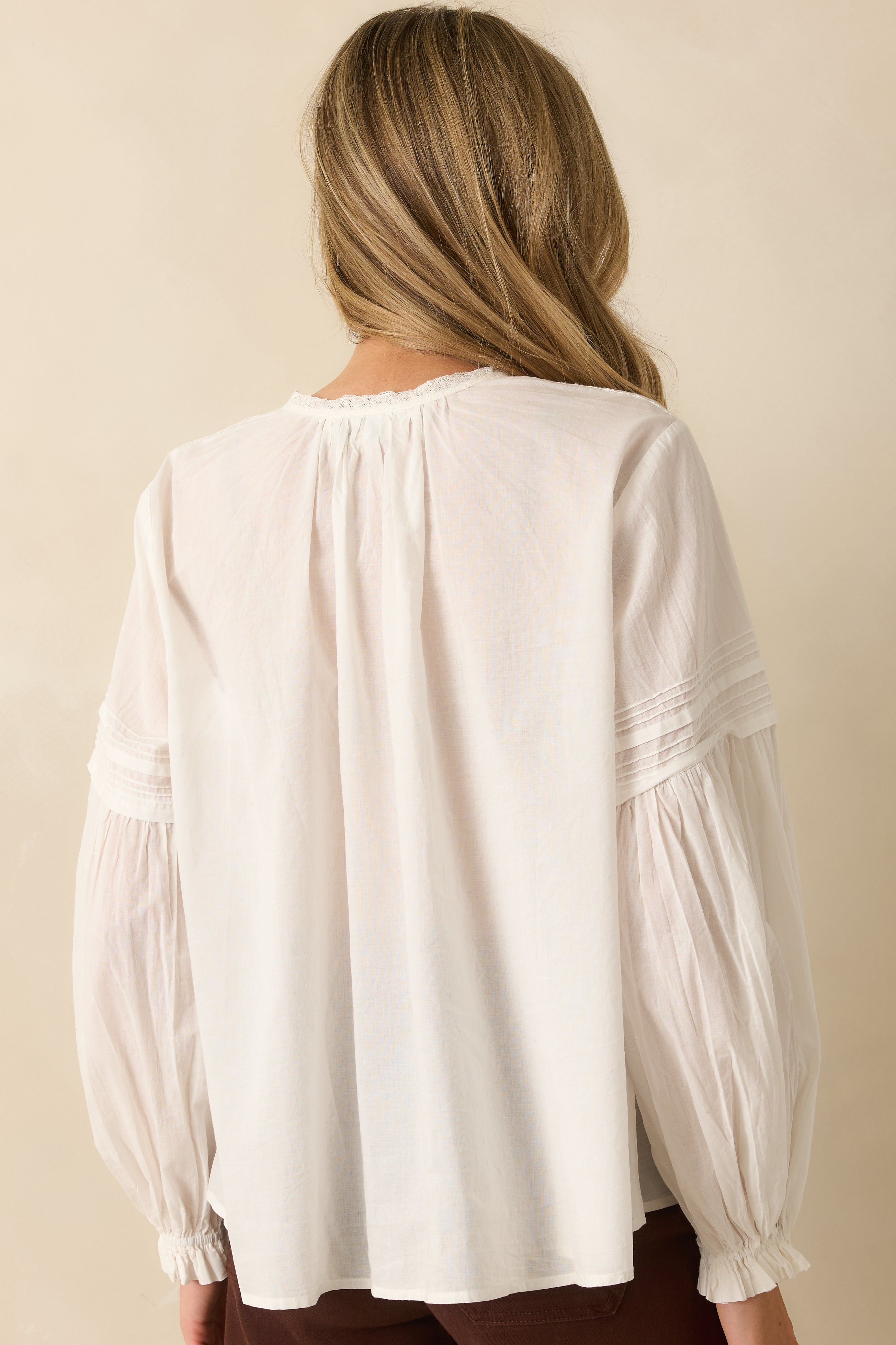 FRNCH Devi White Cotton Pintuck Blouse
