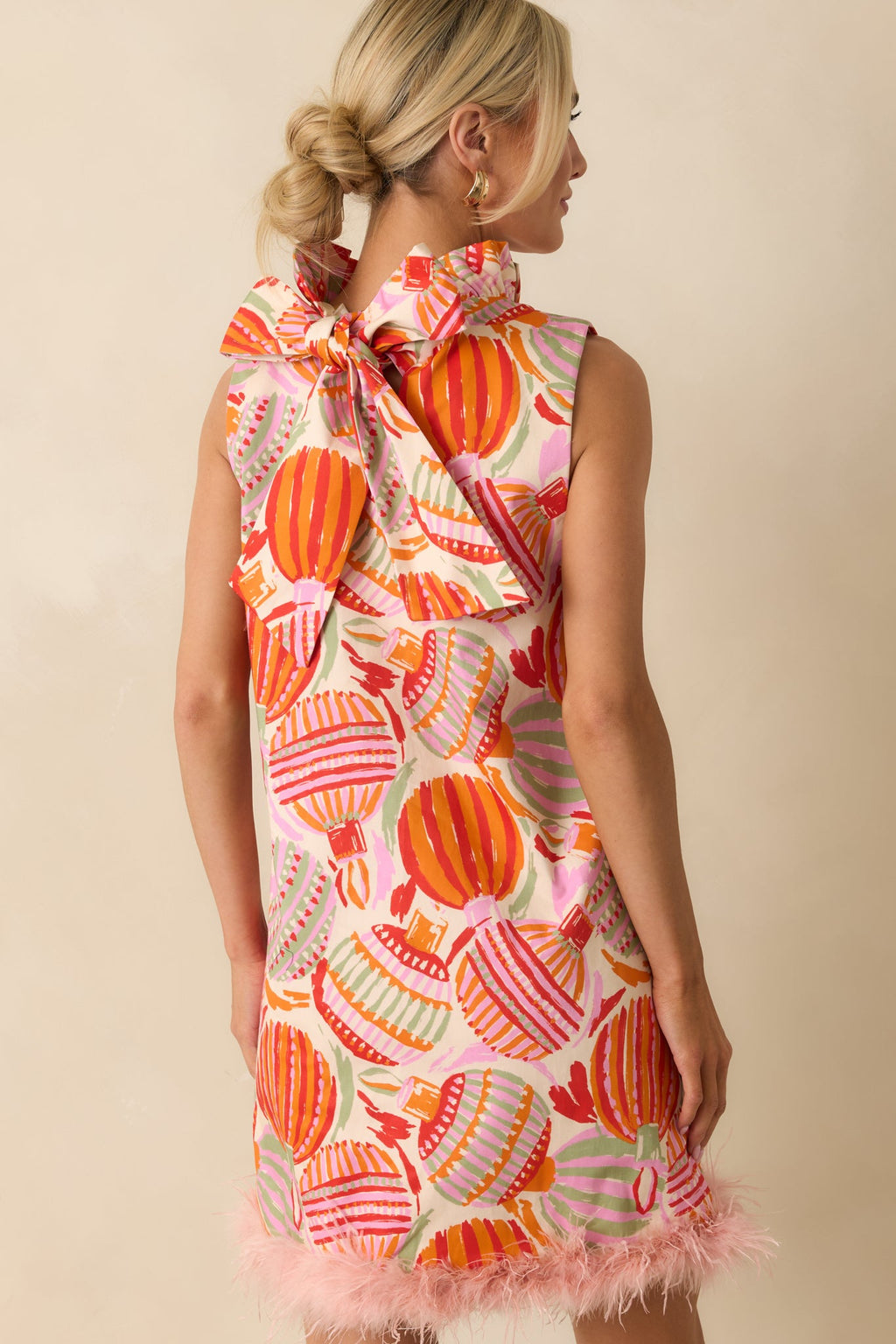 Prosperina Carlisle Pink Multi Cotton Ornament Print Shift Dress