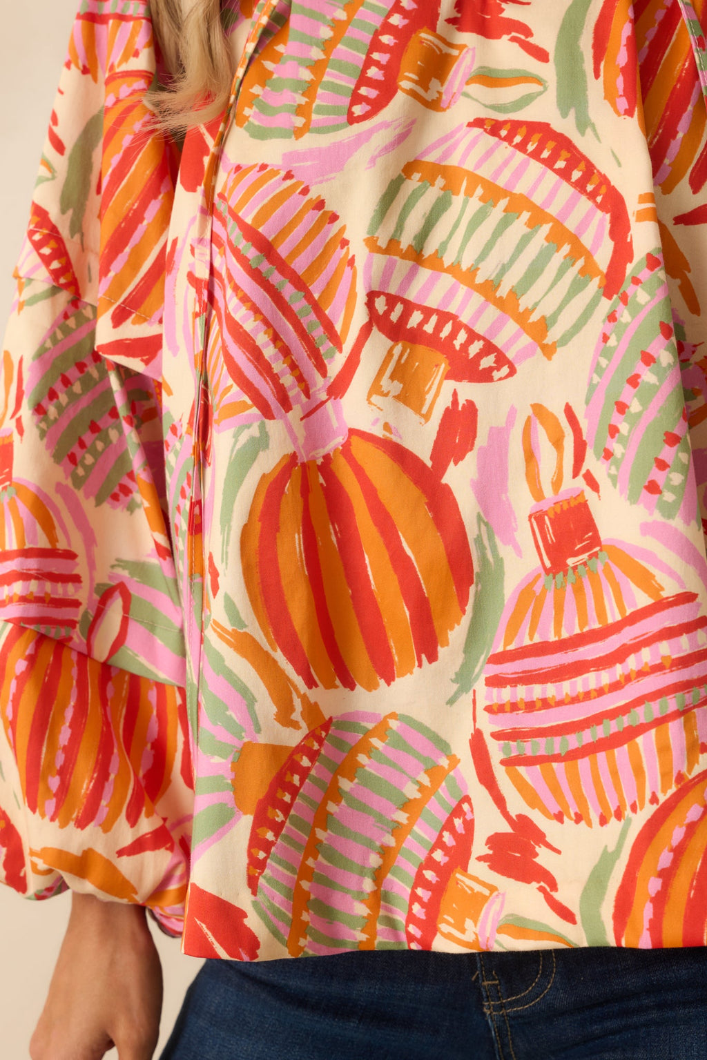 Prosperina Tara Pink Multi Cotton Ornament Print Peasant Top