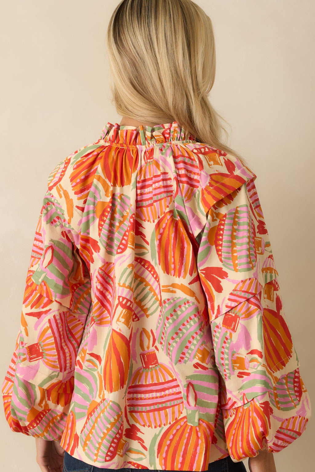 Prosperina Tara Pink Multi Cotton Ornament Print Peasant Top