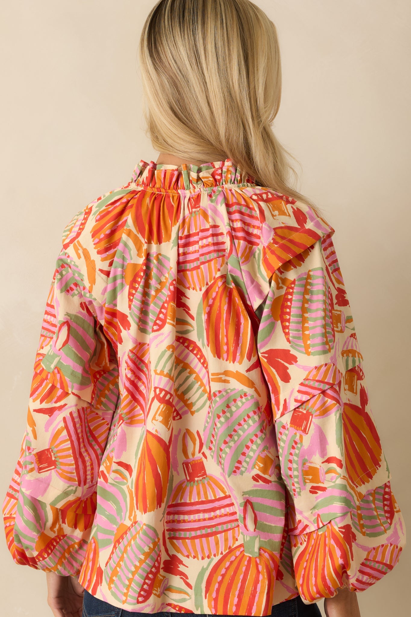 Prosperina Tara Pink Multi Cotton Ornament Print Peasant Top