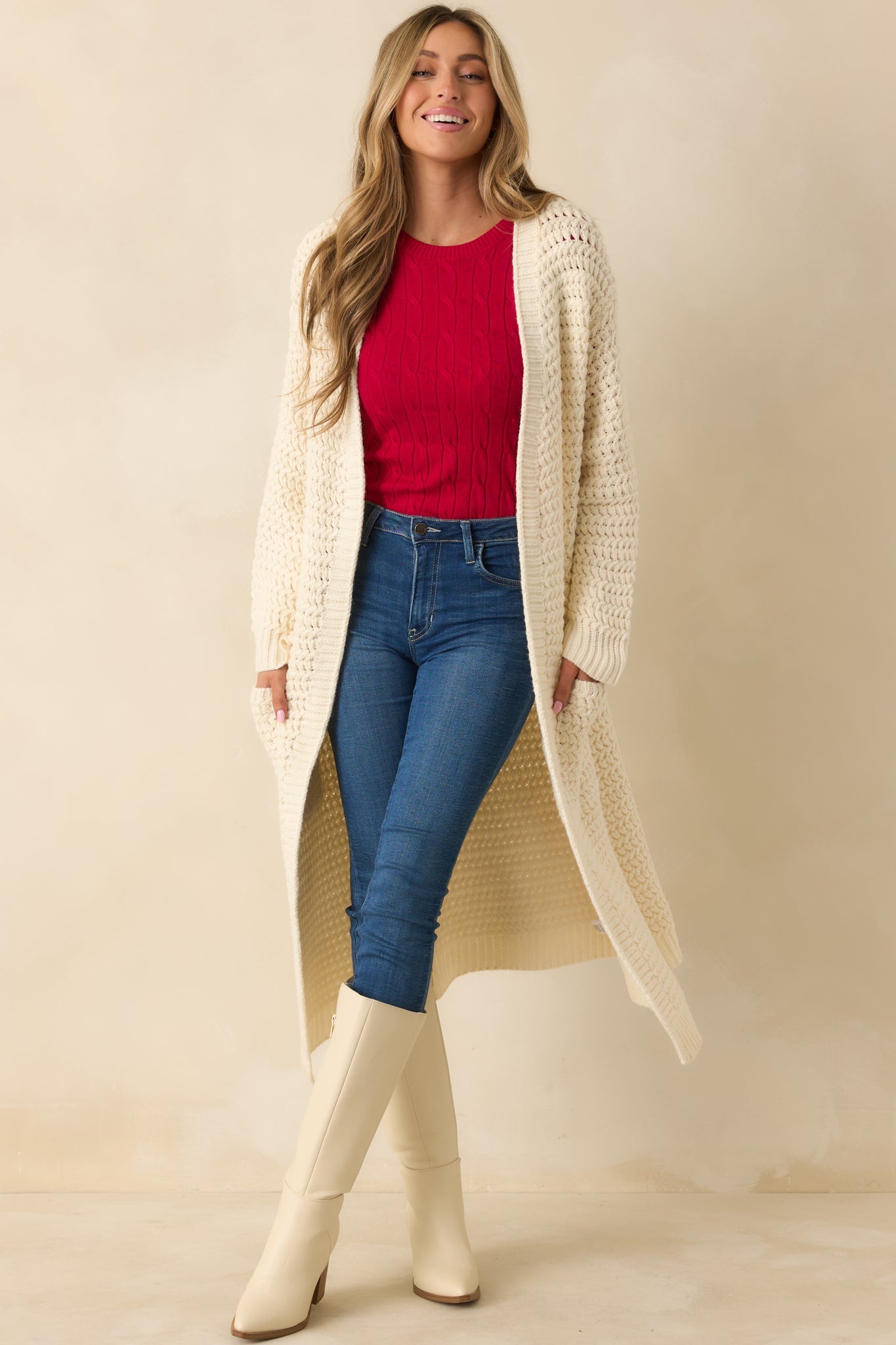 Made For More Cream Knit Duster Cardigan