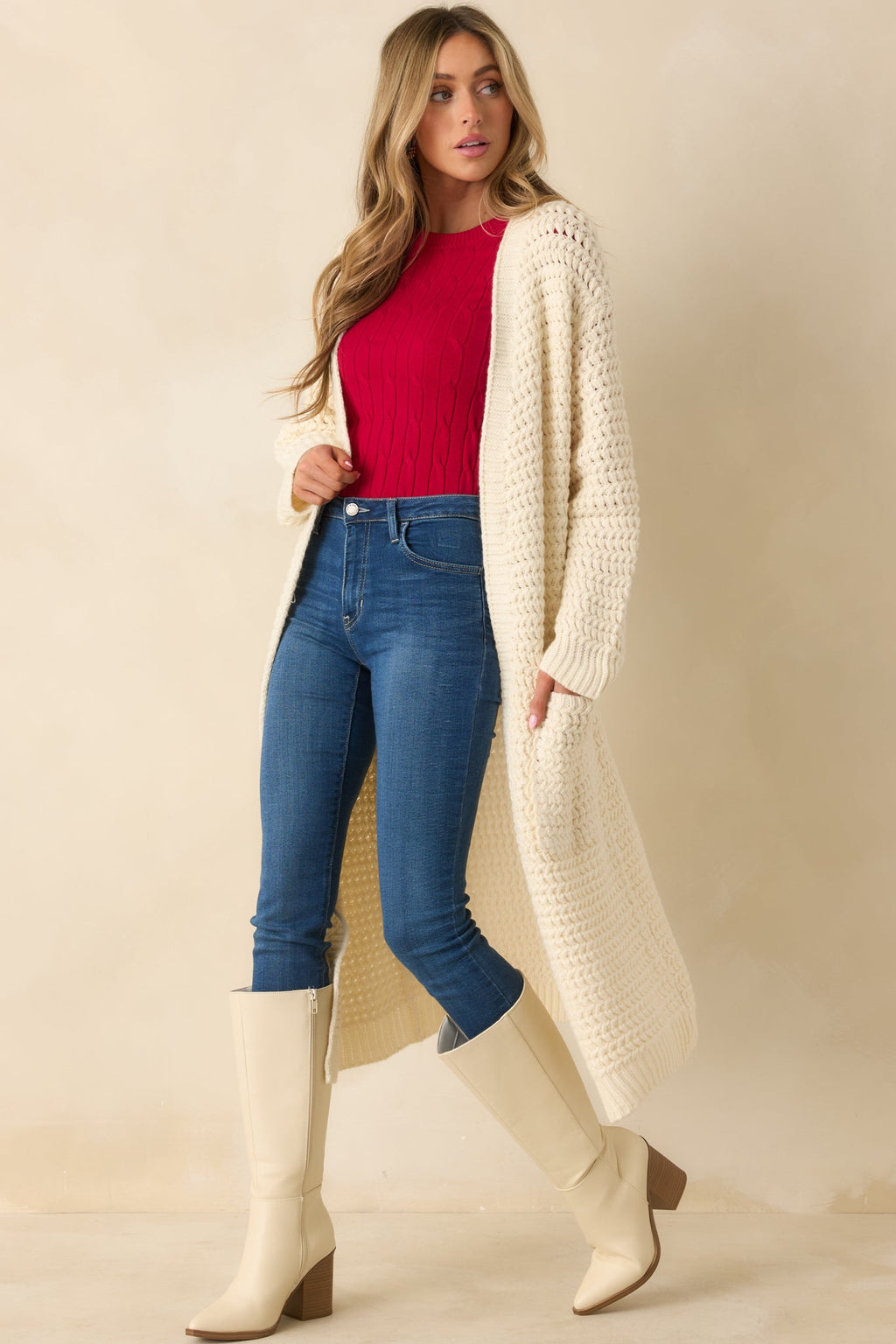 Made For More Cream Knit Duster Cardigan