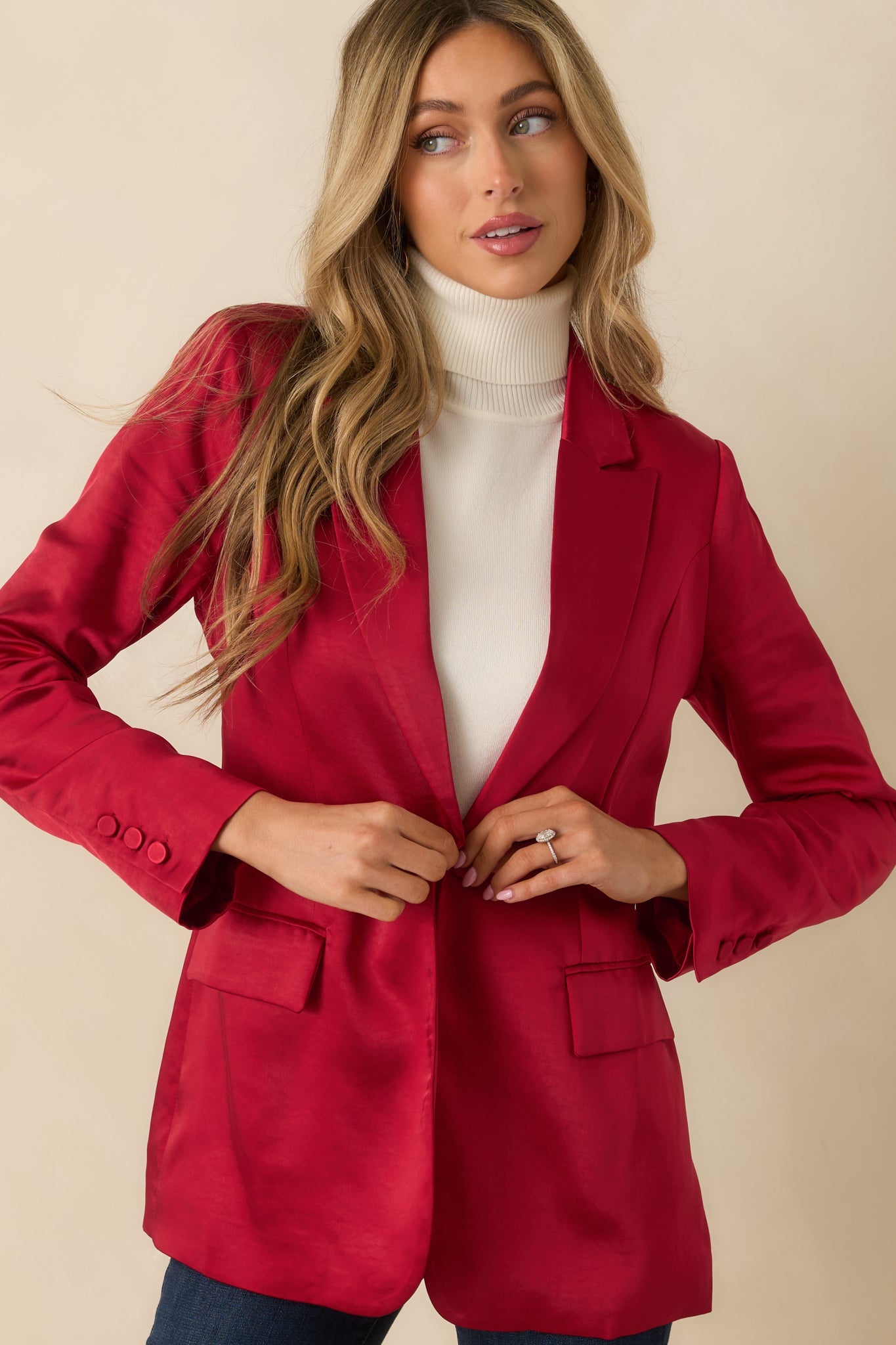Standing Ovation Red Shimmer Tailored Blazer