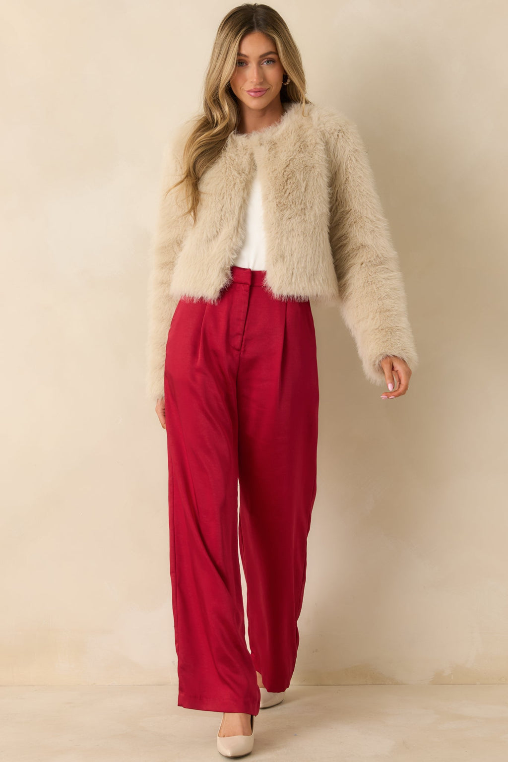 Star Status Red Shimmer Wide Leg Pants