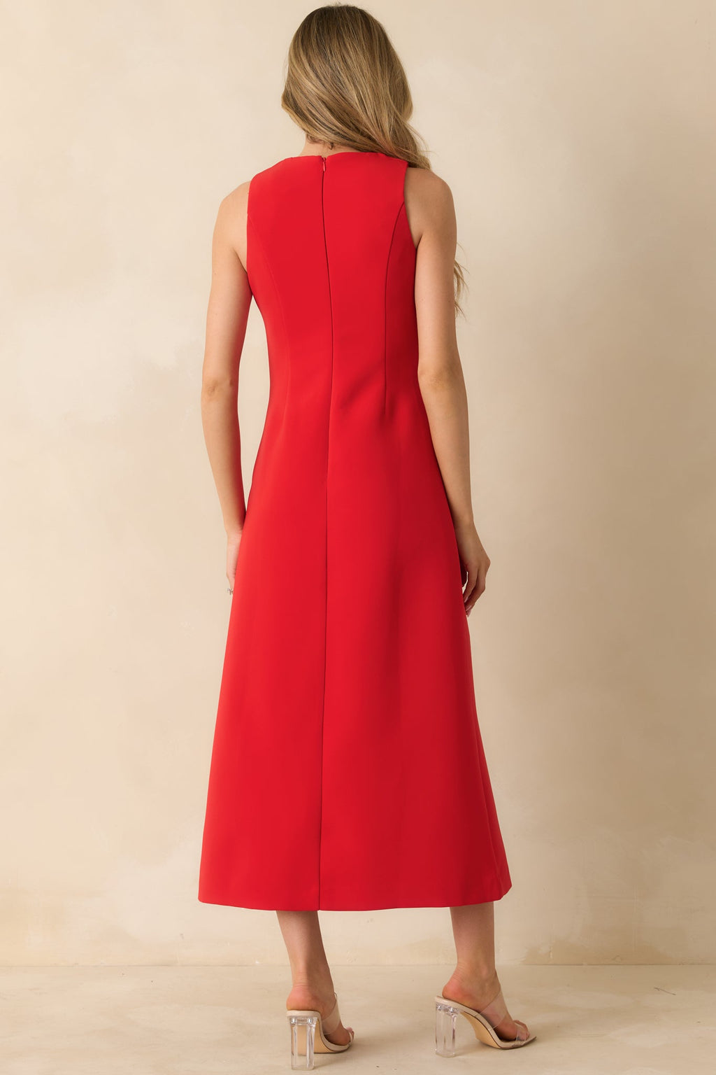 Bow to Toe Red Sleeveless Bow Detail Maxi Dress