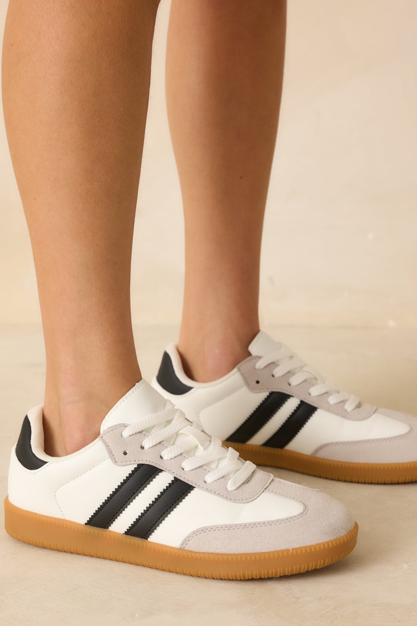 Bring The Good Vibes White Faux Leather Lace-Up Sneakers