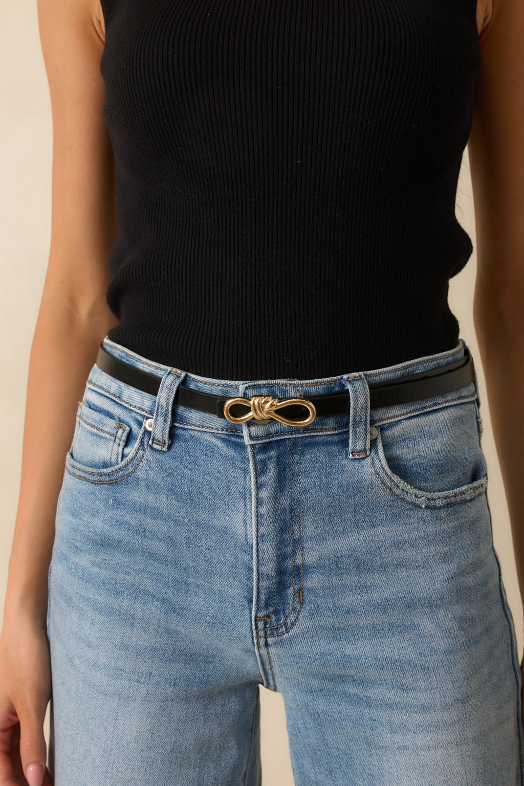 Roped In Black Faux Leather Belt
