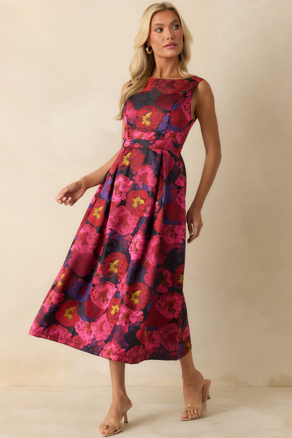 Made You Blush Magenta Pink Multi Floral Jacquard Maxi Dress