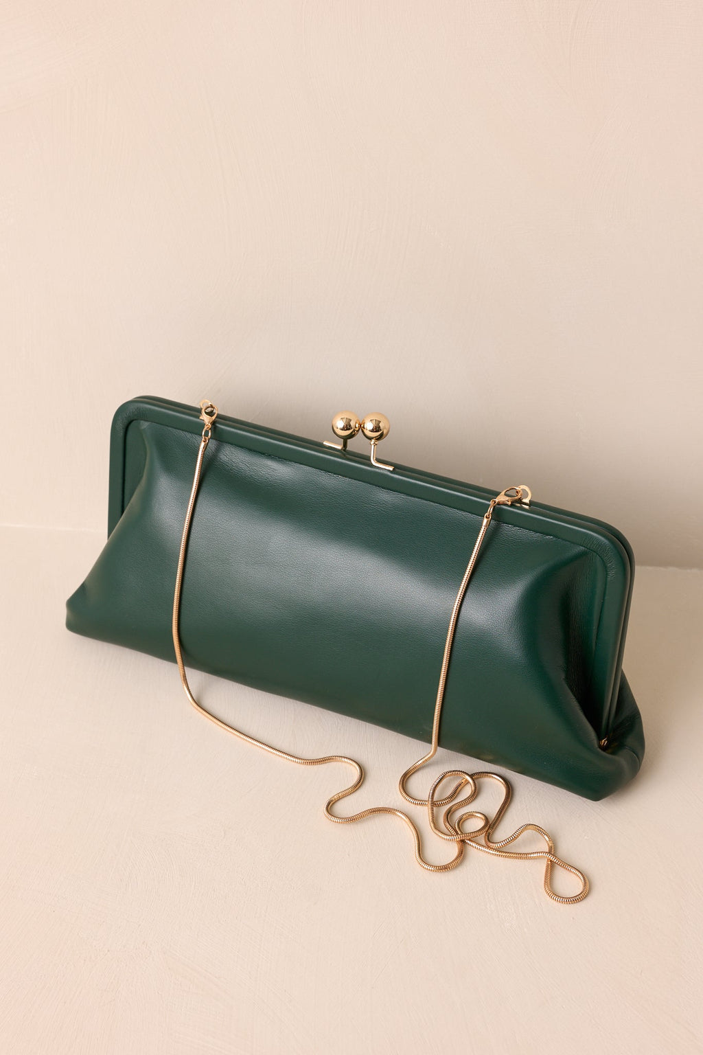 In Case You Missed It Forest Green Faux Leather Clutch Handbag